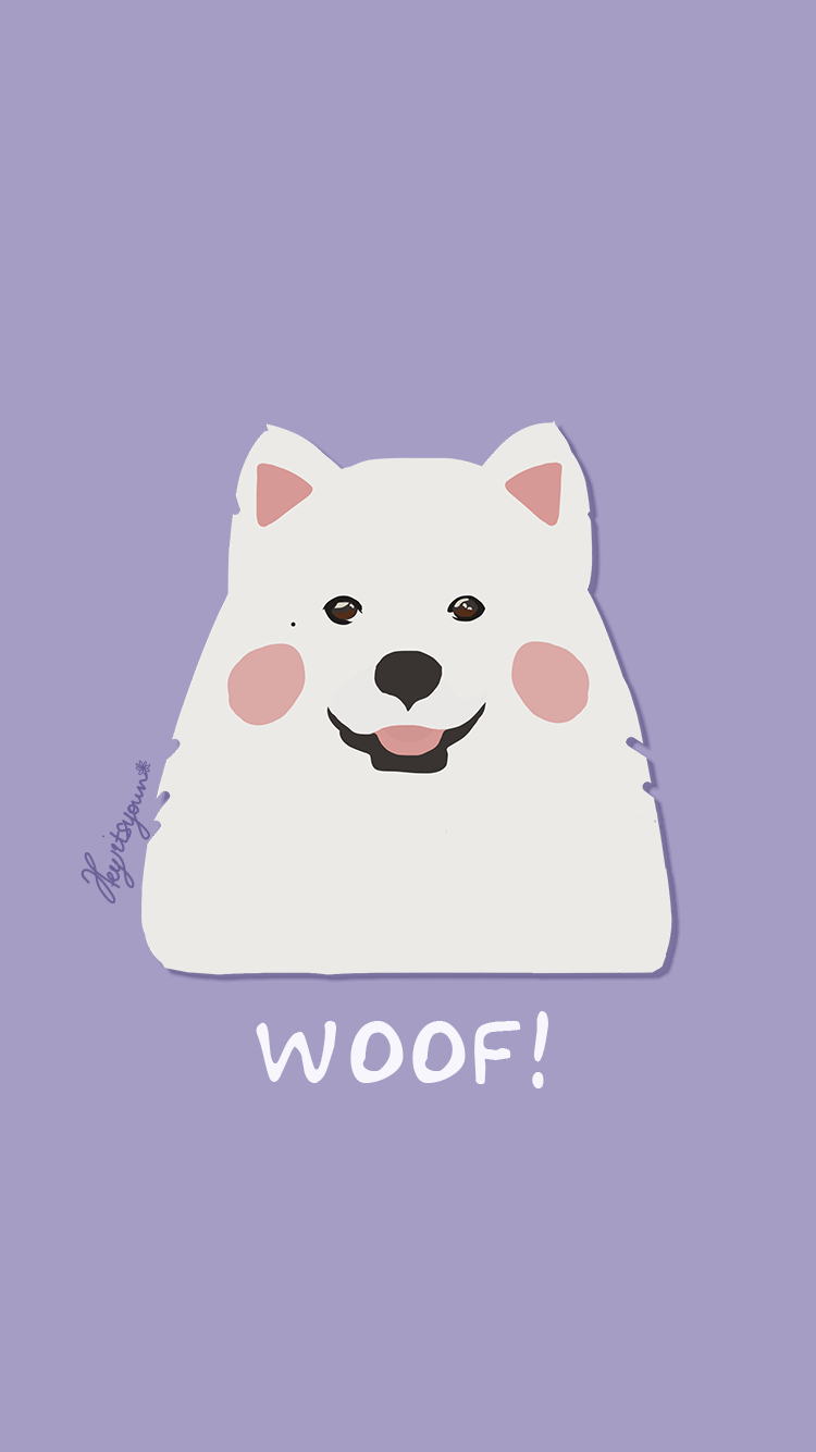 750x1334 WHITE SAMOYED. Anjing, Anjing lucu, Animasi