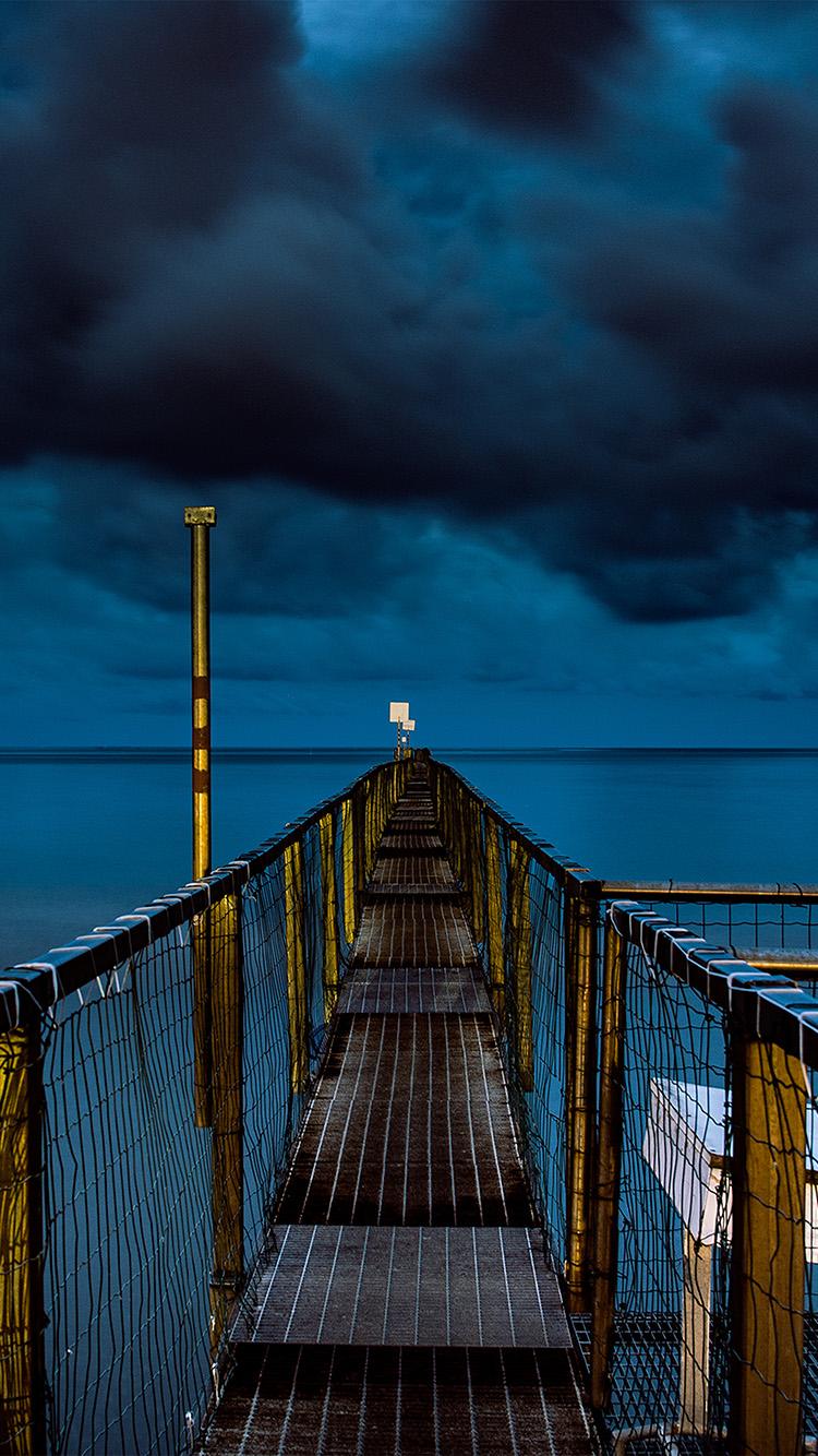 750x1334 iPhone 6 wallpaper. sea night blue dark bridge ocean