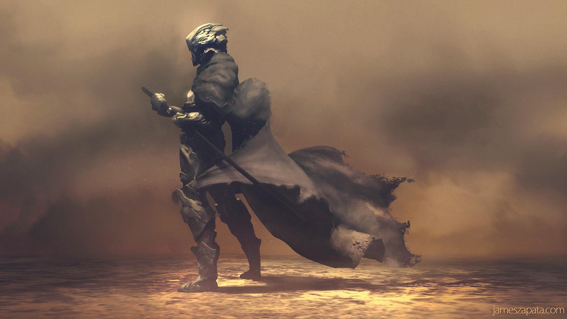 1920x1080 Warrior Armor Artwork Digital Art Futuristic Dark Fictional Characters Brown Dust Wallpaper:1920x1080