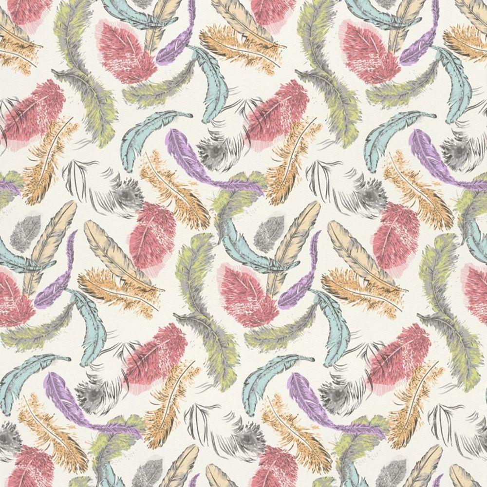 1000x1000 Rasch Barbara Becker Bird Feathers Pastel Motif Pattern Multi