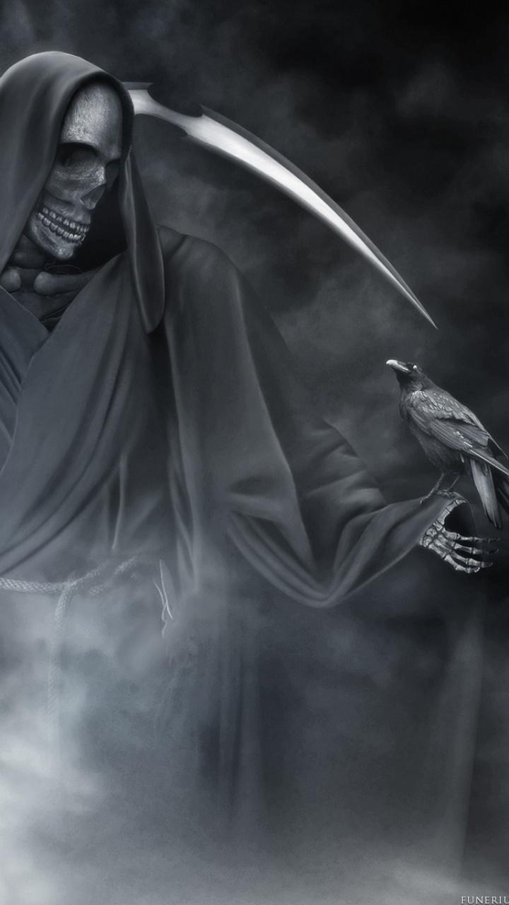 720x1280 Wallpaper / Dark Grim Reaper Phone Wallpaper, Scythe, Skeleton, Death, Crow, 720x1280 free download