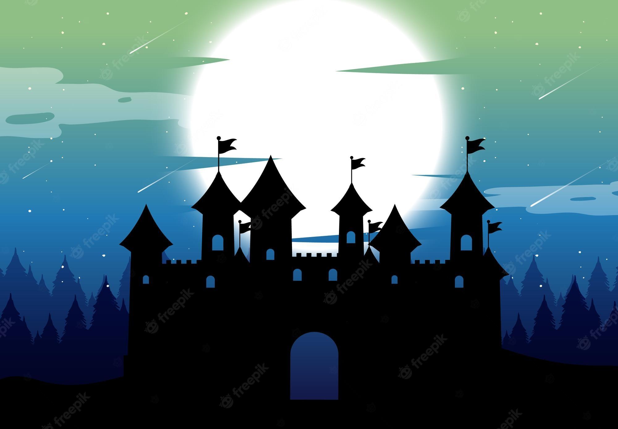 2000x1390 Spooky castle Image. Free Vectors, & PSD