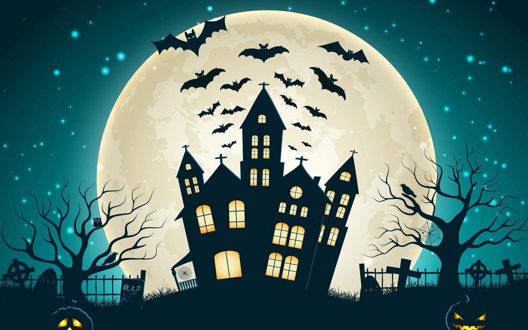 1680x1050 Halloween Castle At Night