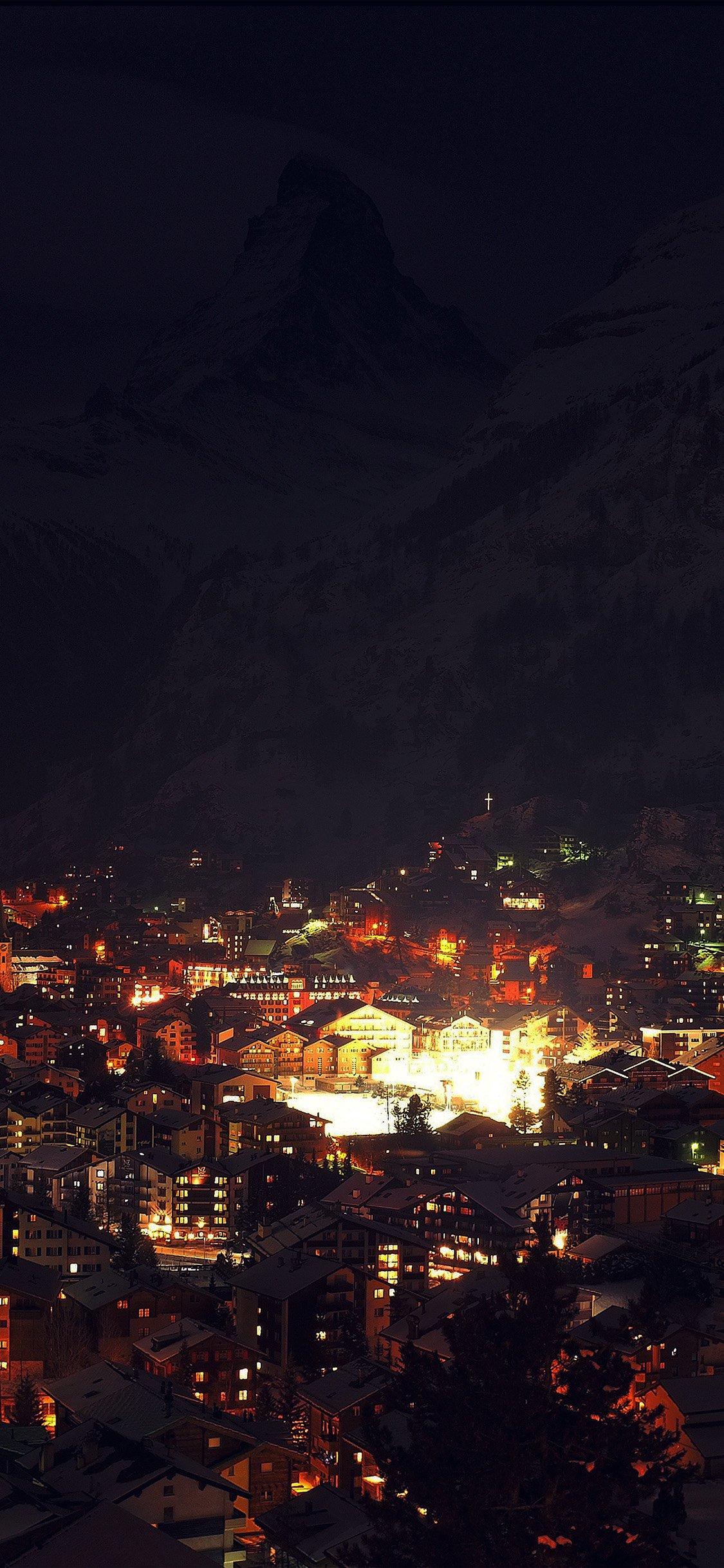 1125x2436 Night city light winter iPhone X Wallpaper Free Download