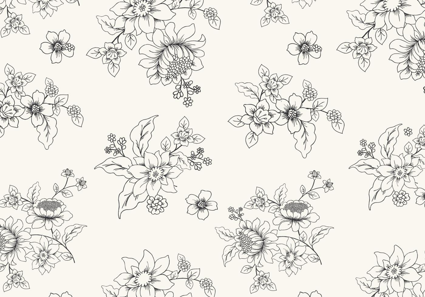 1400x980 Hand Drawn Black and White Floral Wallpaper Photohop Brushes at Brusheezy!