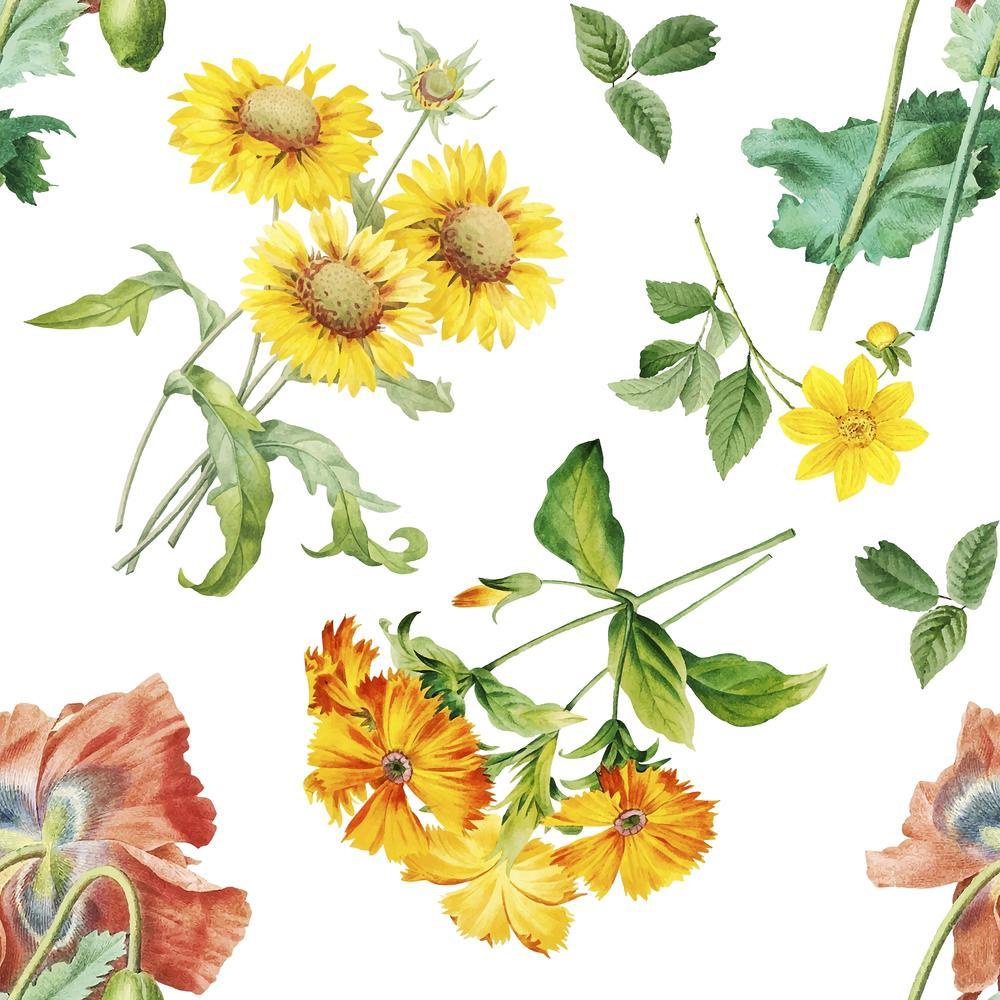 1000x1000 Hand drawn floral wallpaper vector