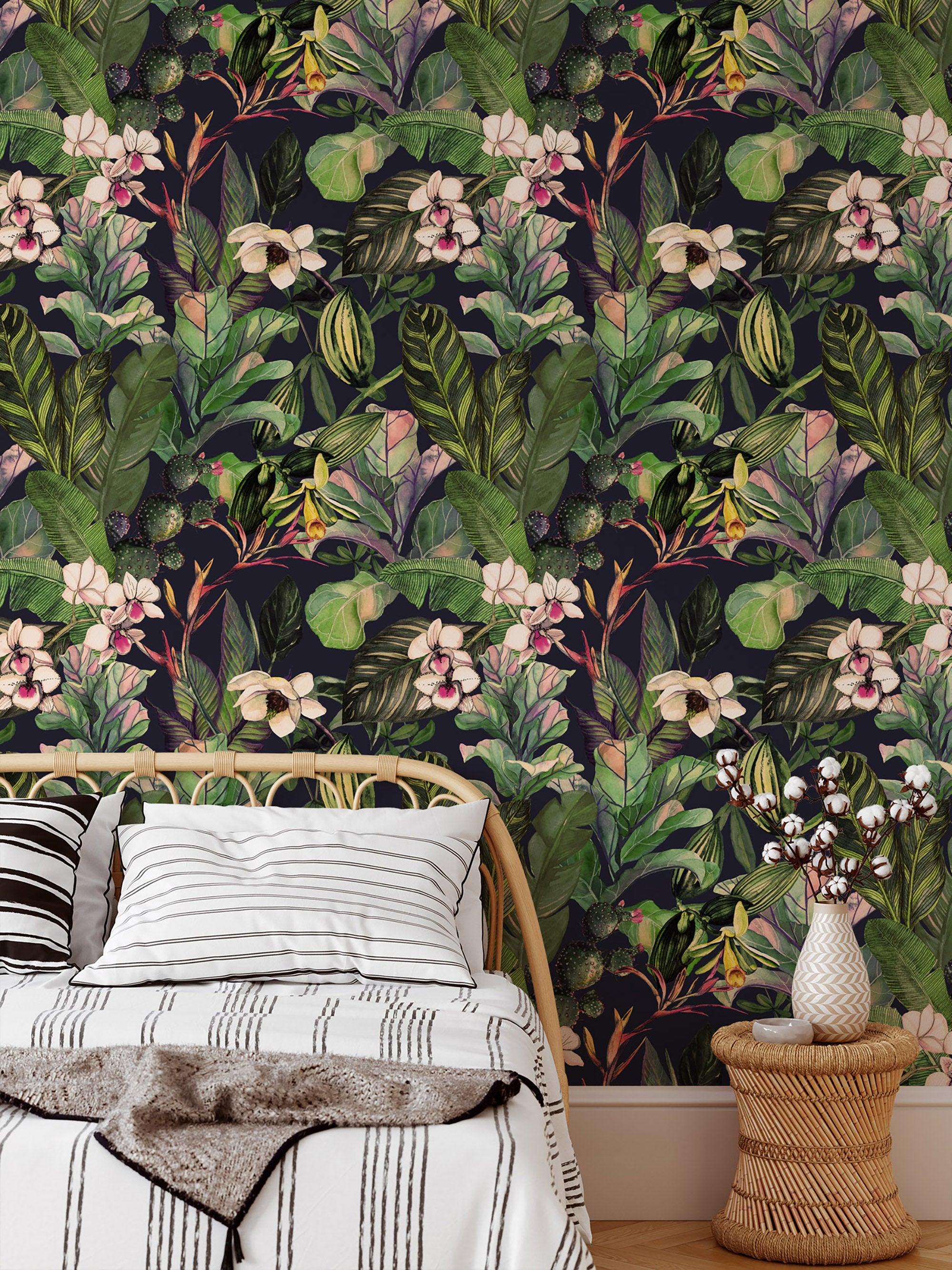 2000x2667 Hand Drawn Flowers on Dark Background Wallpaper Mural