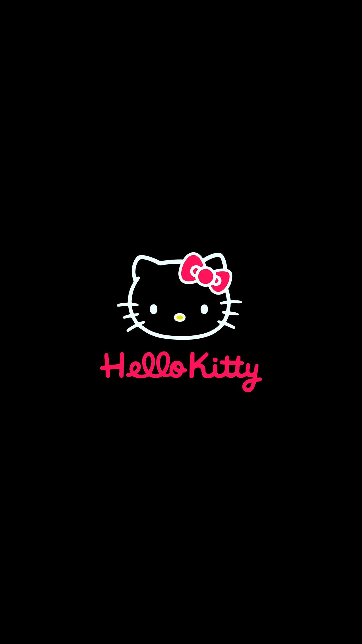 1242x2208 iPhone X wallpaper. hello kitty logo art cute dark
