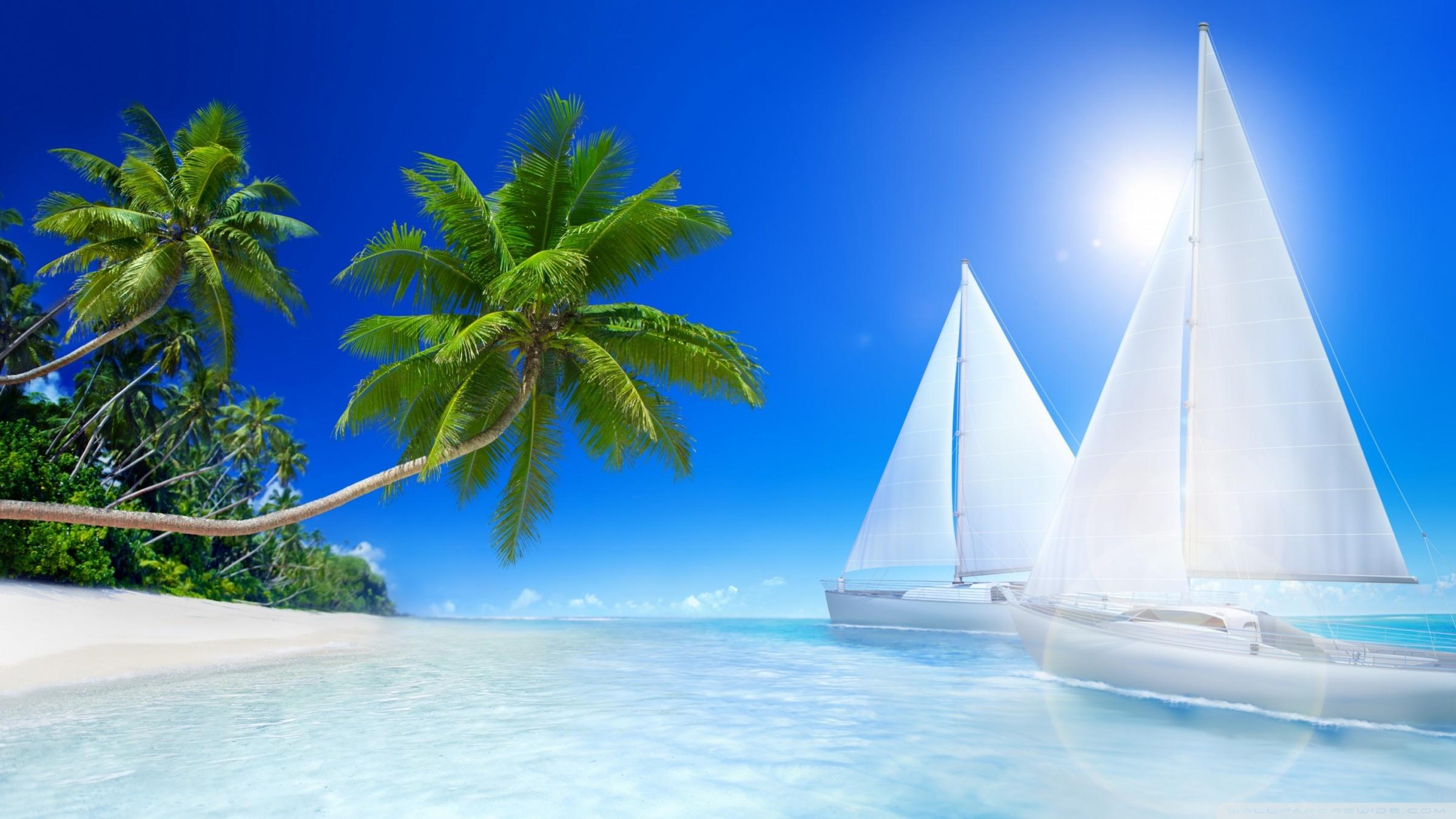 2400x1350 Summer Tropical Beach Paradise Ultra HD Desktop Background Wallpaper for 4K UHD TV : Tablet