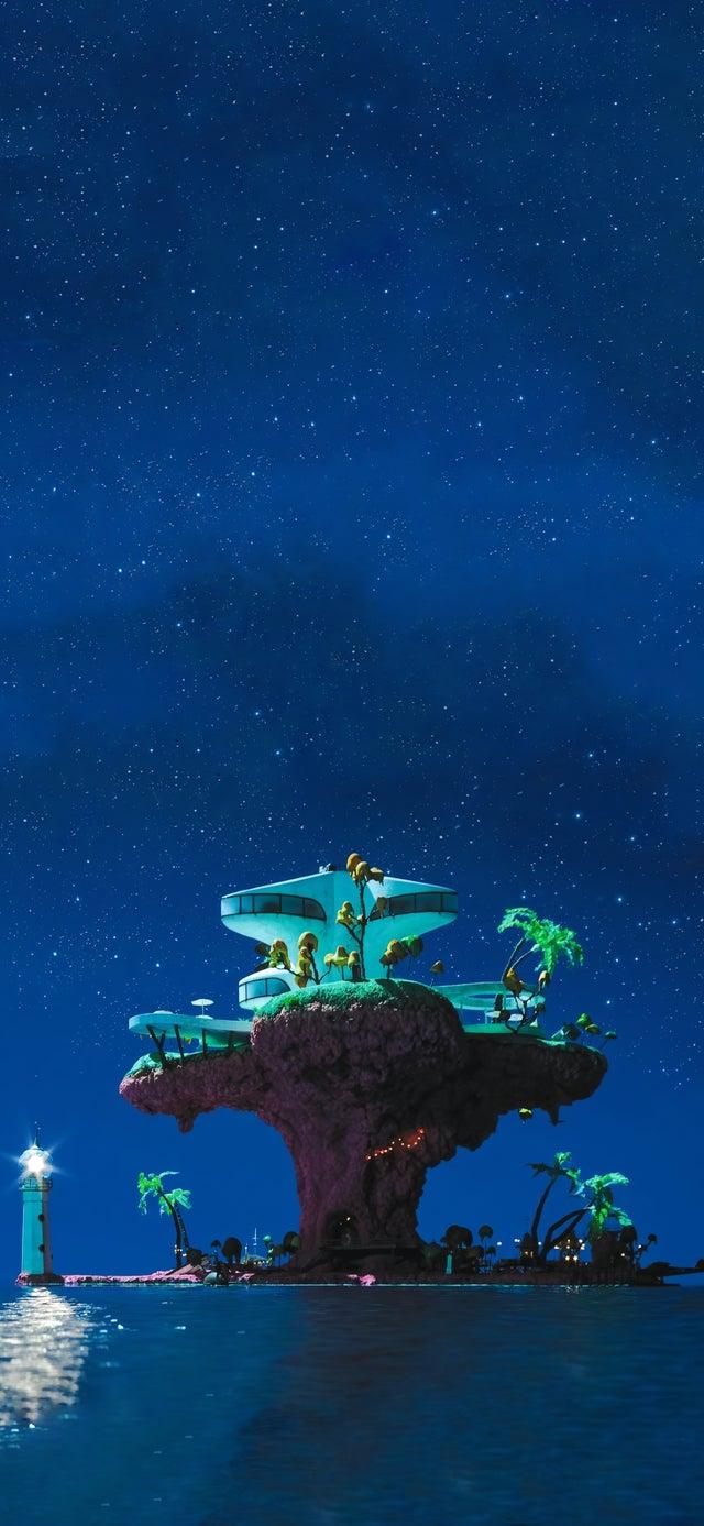640x1387 Plastic Beach Night Wallpaper optimized for Phone (high res version in comments)