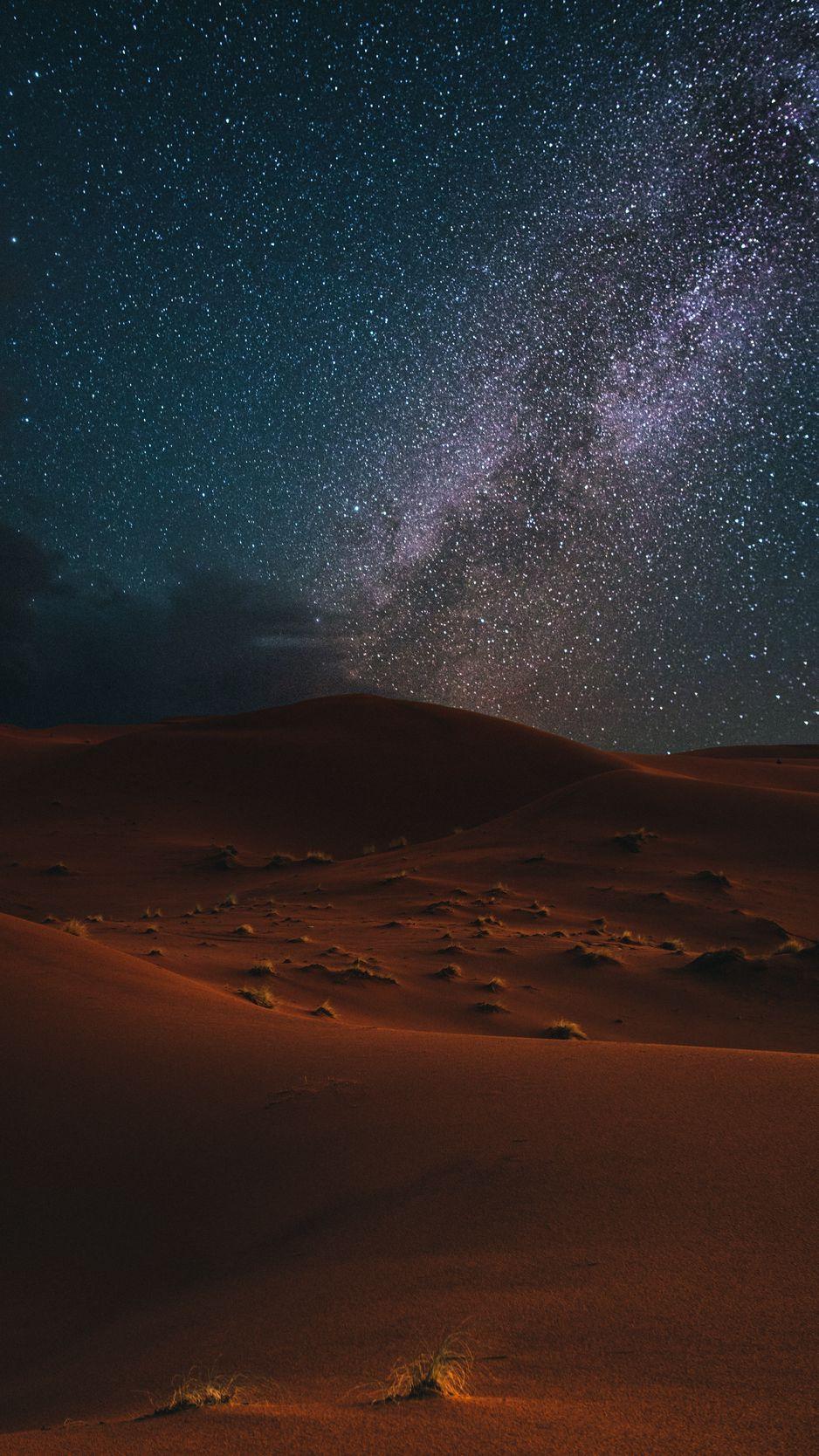 938x1668 Download Wallpaper 938x1668 Desert, Night, Starry Sky, Landscape, Dark Iphone 8 7 6s 6 For Parallax HD Background