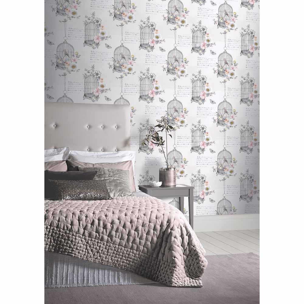1000x1000 Arthouse Diamond Birdcage Neutral Wallpaper