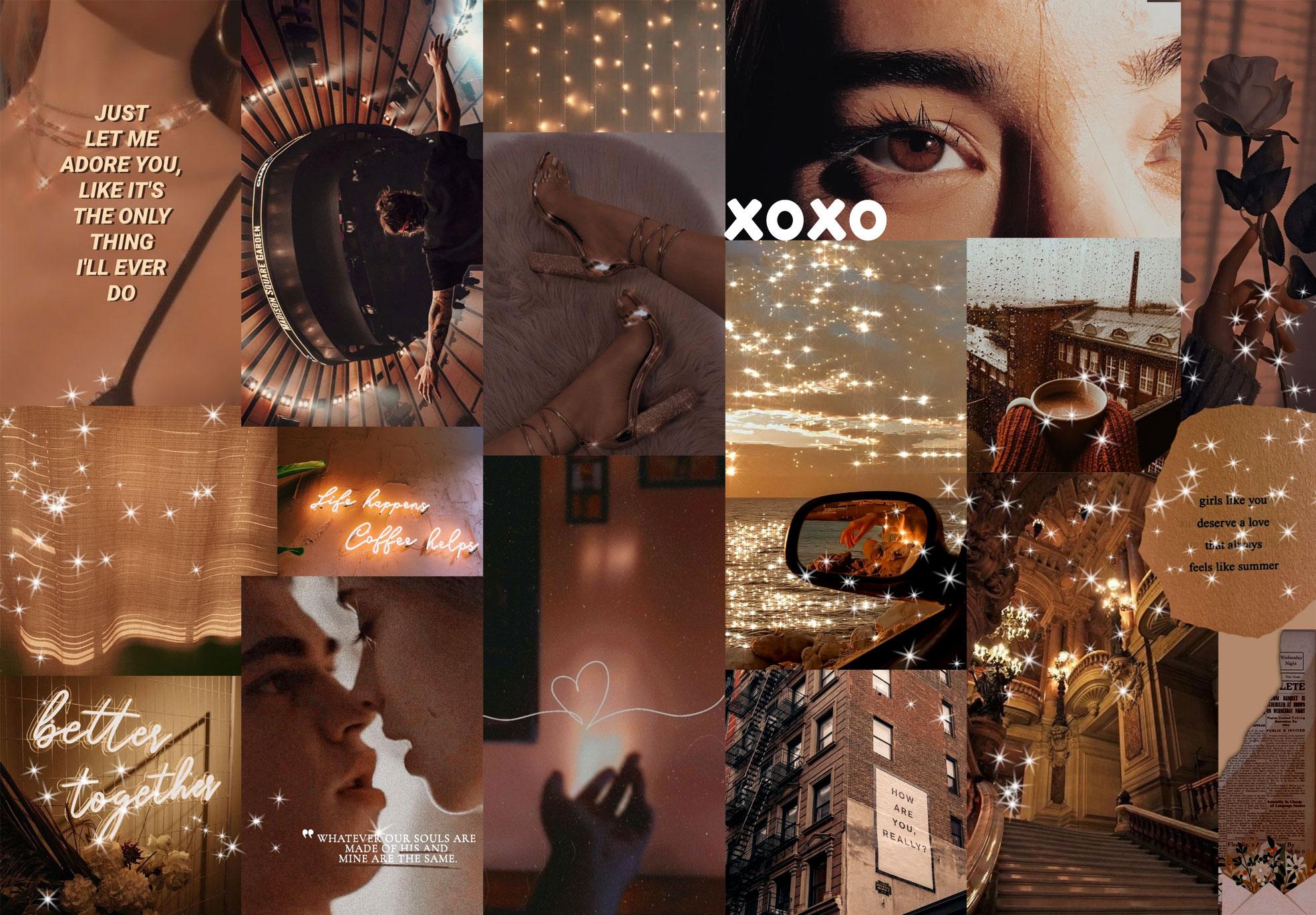 1970x1370 Brown Collage Wallpaper : Caramel Brown Collage