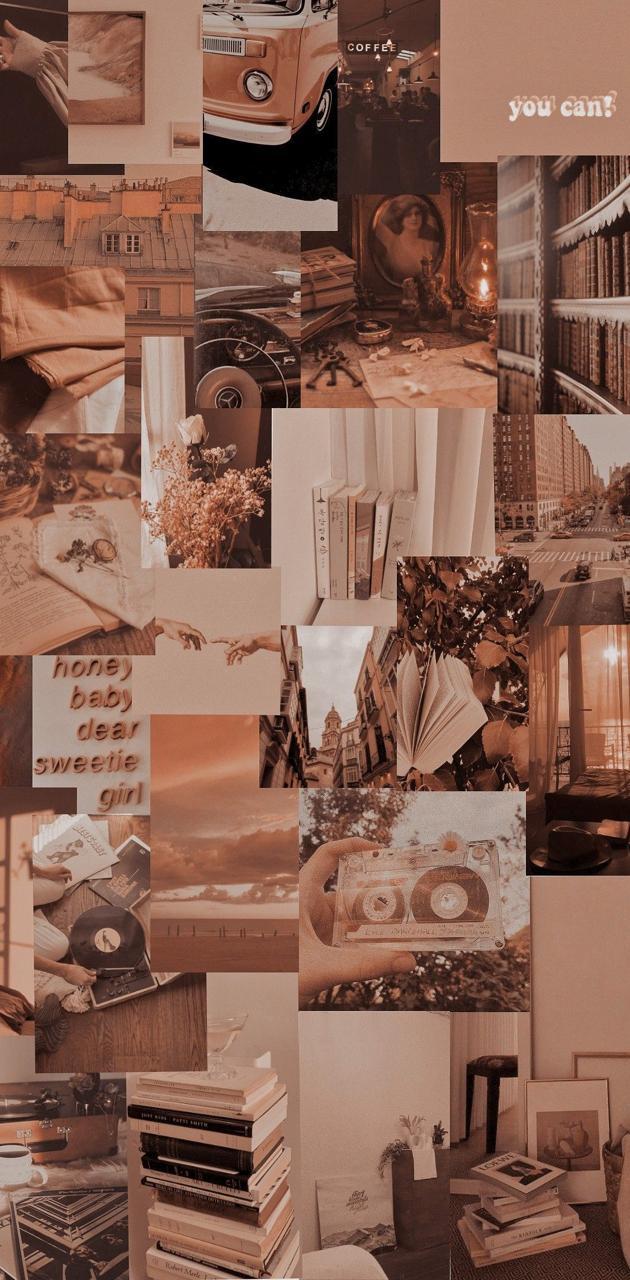 630x1280 Brown collage wallpaper
