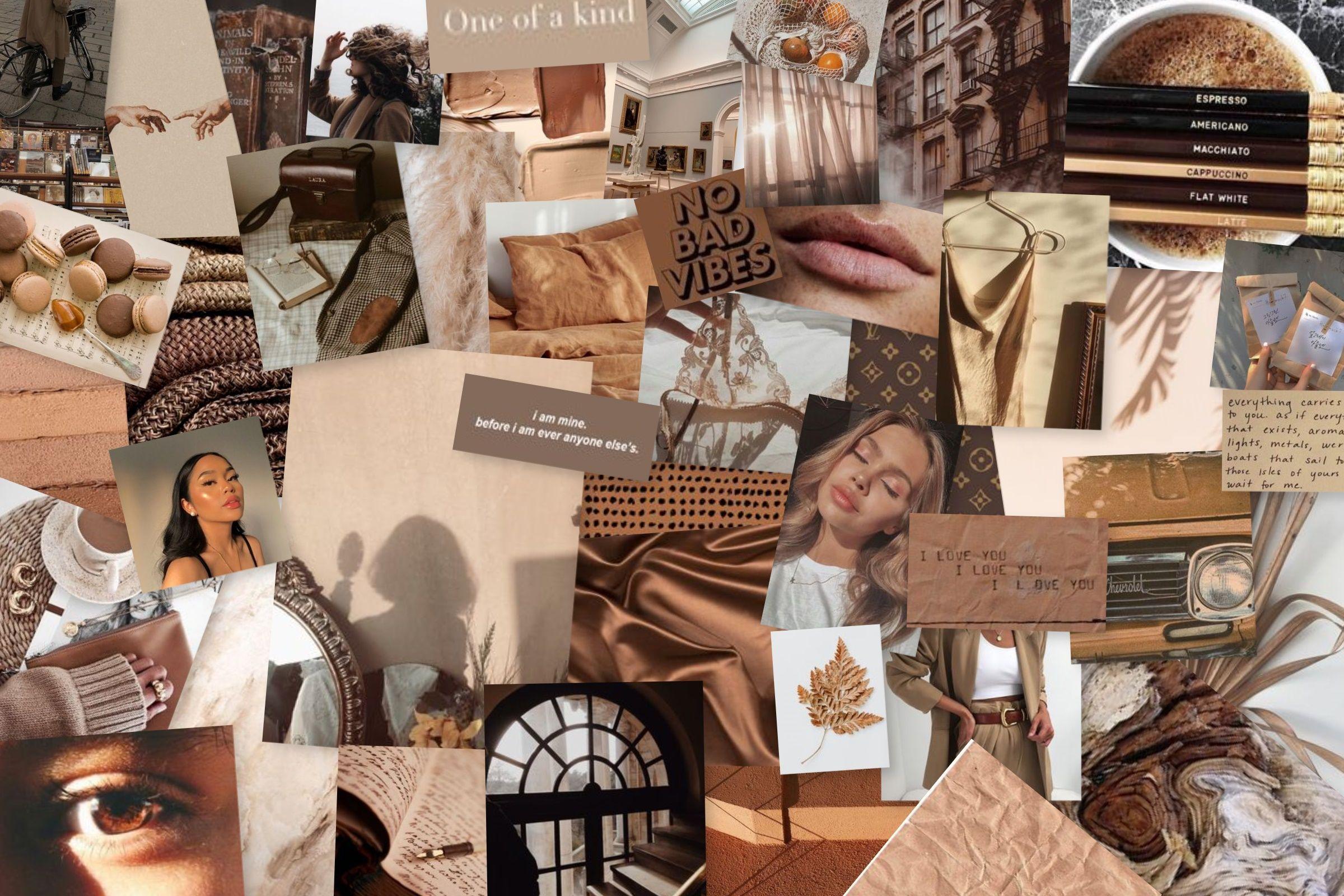 2400x1600 Beige Aesthetic Collage Wallpaper