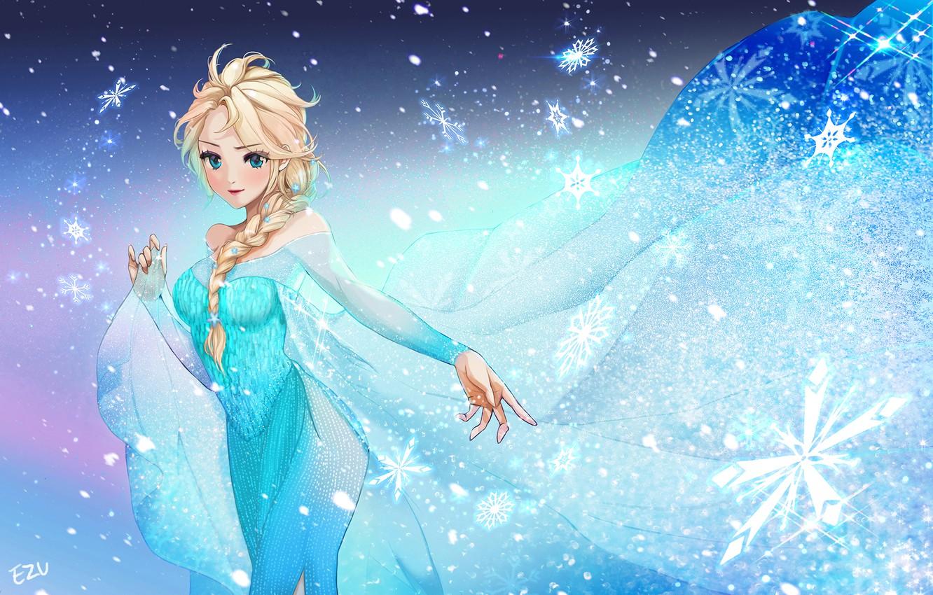 1332x850 Wallpaper Girl, Dress, Snowflakes, Frozen, Disney, Elsa image for desktop, section фильмы
