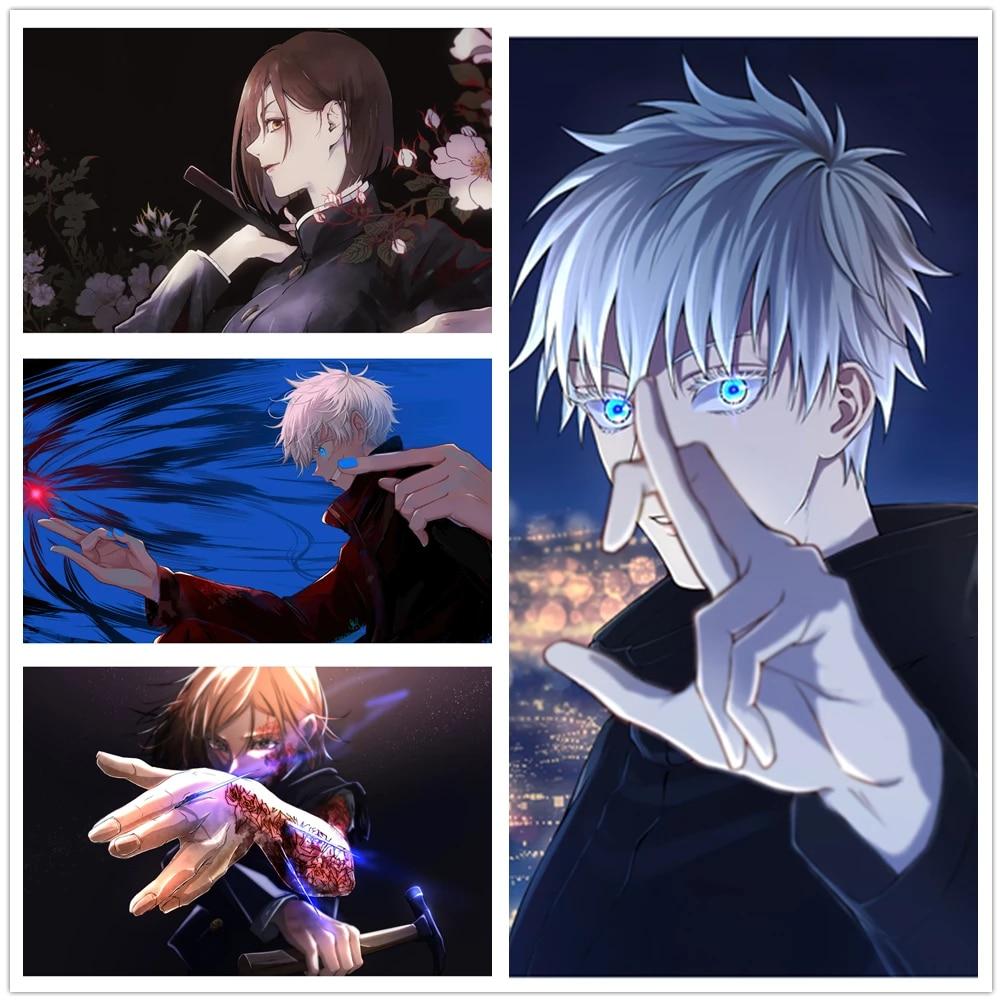 1002x1002 Self Adhesive Wallpaper Jujutsu Kaisen Gojo Satoru Anime Poster Wall Art Posters Prints Picture For Kitchen Room Decoration