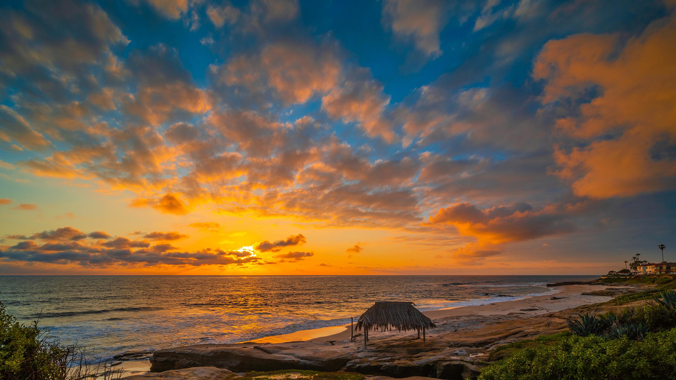 2560x1440 Desktop Wallpaper California USA Windandsea Beach beaches 2560x1440