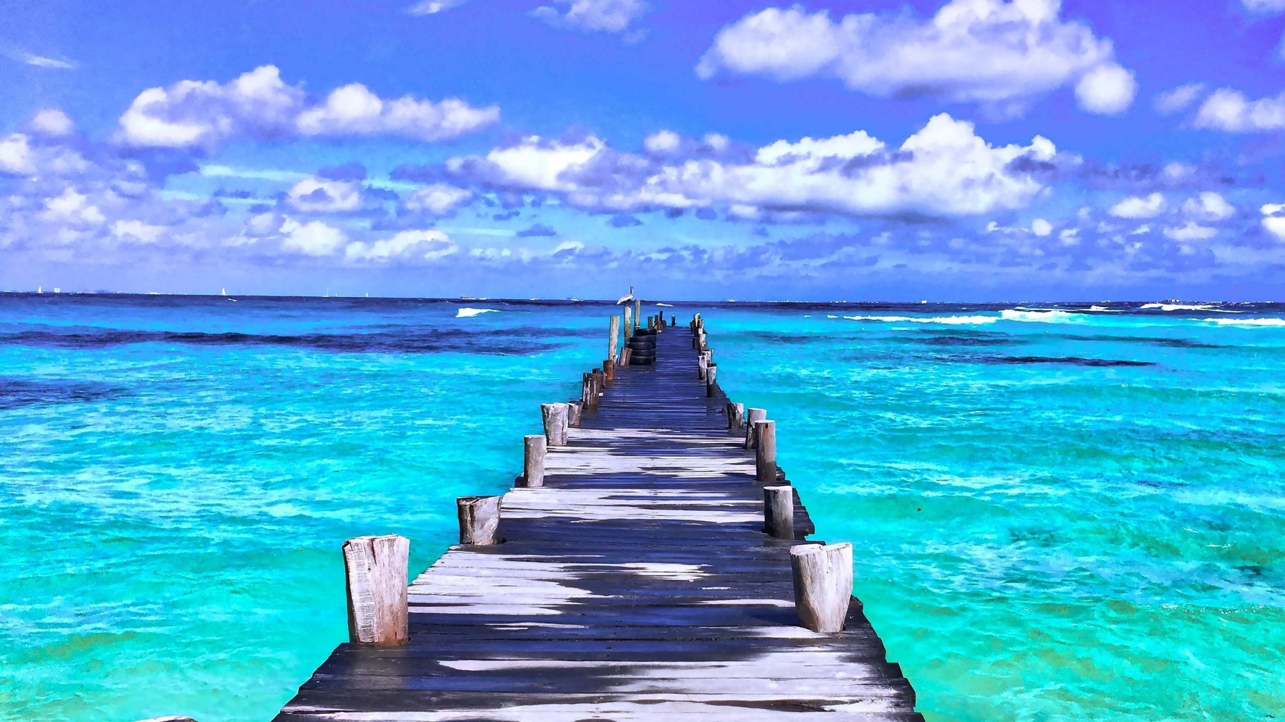 2560x1440 Download Pier, sunny day, beach wallpaper, 2560x Dual Wide, Widescreen 16: Widescreen