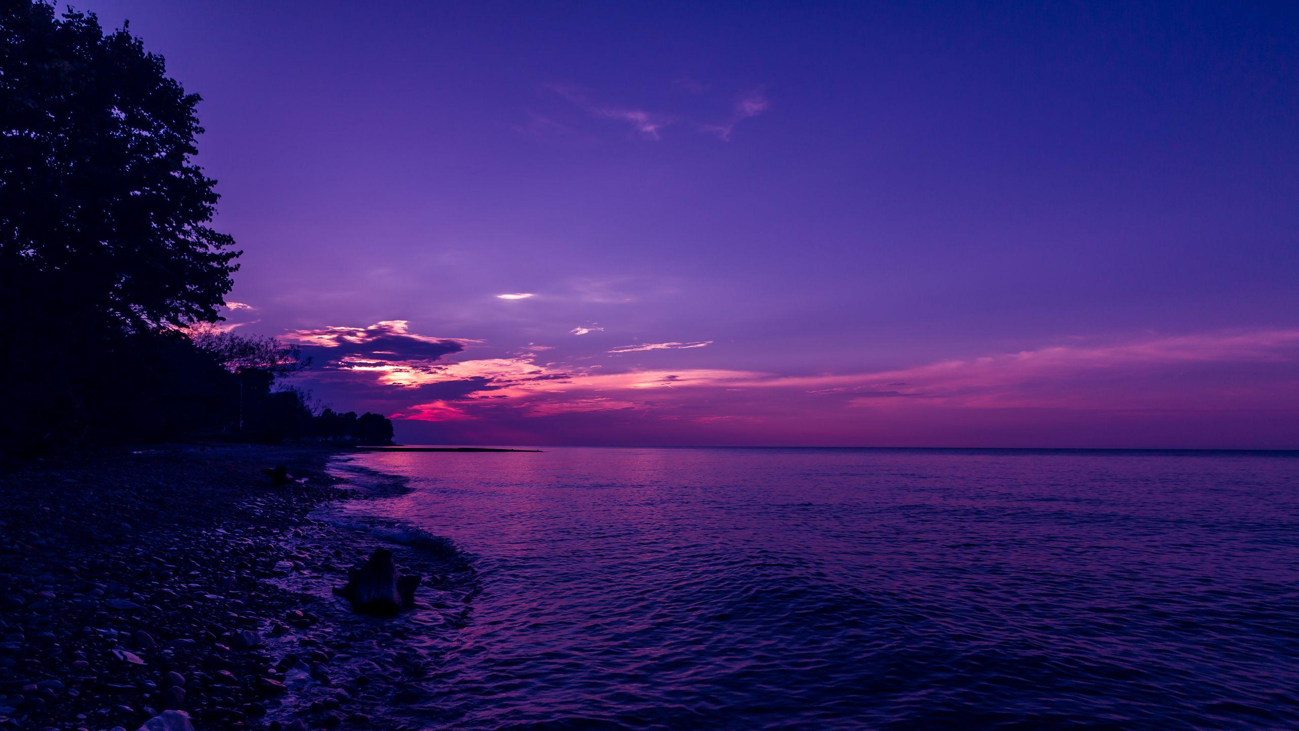2560x1440 Download wallpaper 2560x1440 beach, waves, sunset, sky, evening widescreen 16:9 HD background