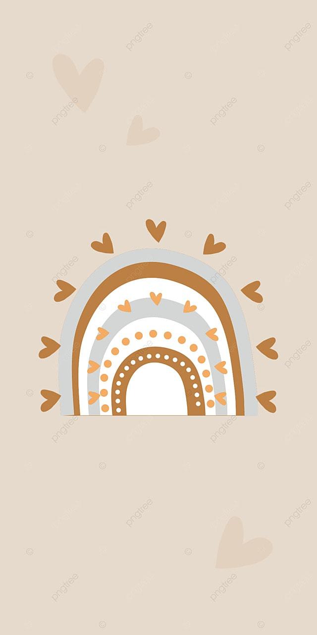 640x1280 Beige Cartoon Minimalist Rainbow Mobile Phone Wallpaper Background, Brown, Elegant, Cartoon Background Image for Free Download