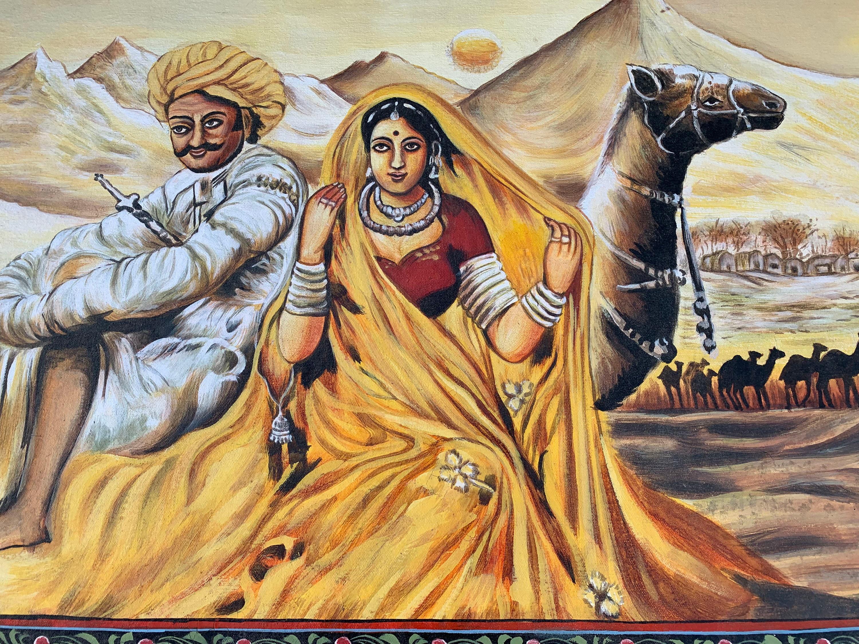 3000x2250 Rajasthani Painting Rajasthani Man Woman Oil Painting on