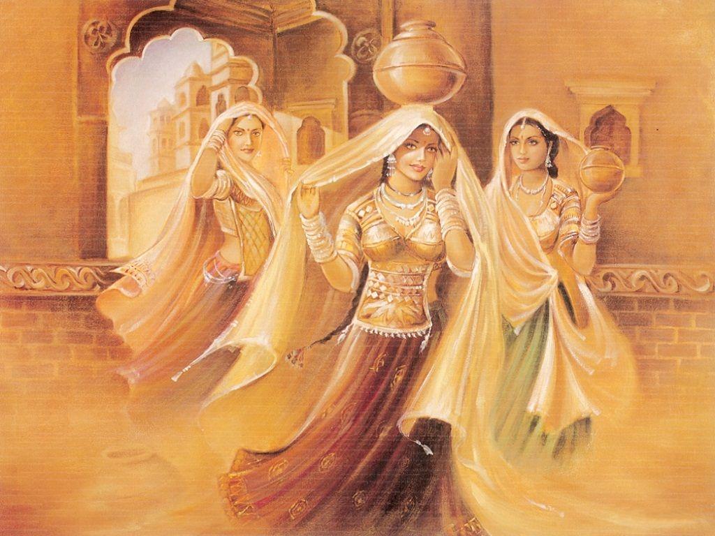 1024x768 Indian Girls. Beautiful art paintings, Rajasthani painting, Indian paintings