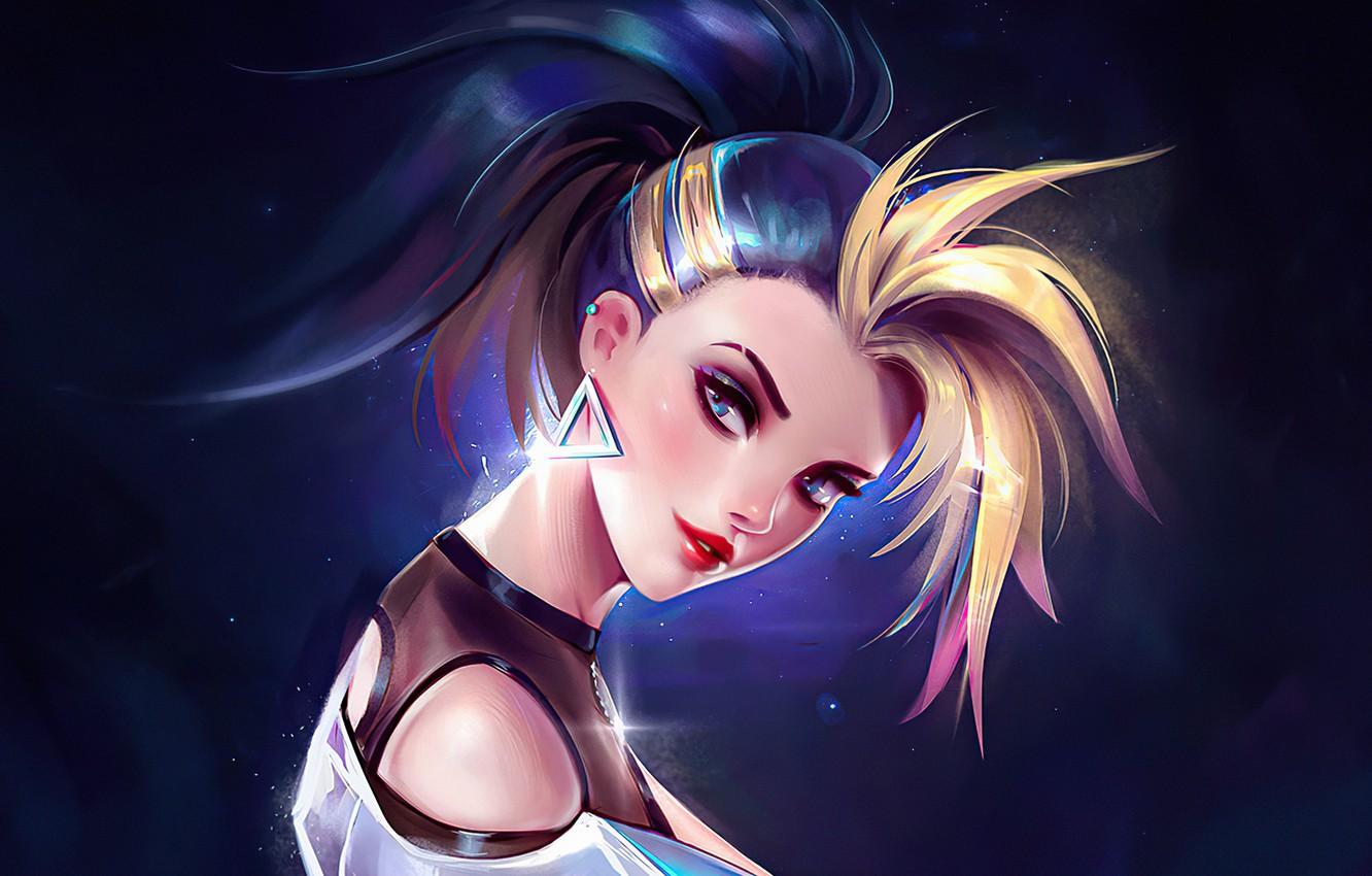 1332x850 Wallpaper look, the dark background, earrings, character, beautiful girl, character, Akali, League of Legends, look, beautiful girl, League Of Legends, earrings, dark background, LOL, Akali, KDA image for desktop, section игры