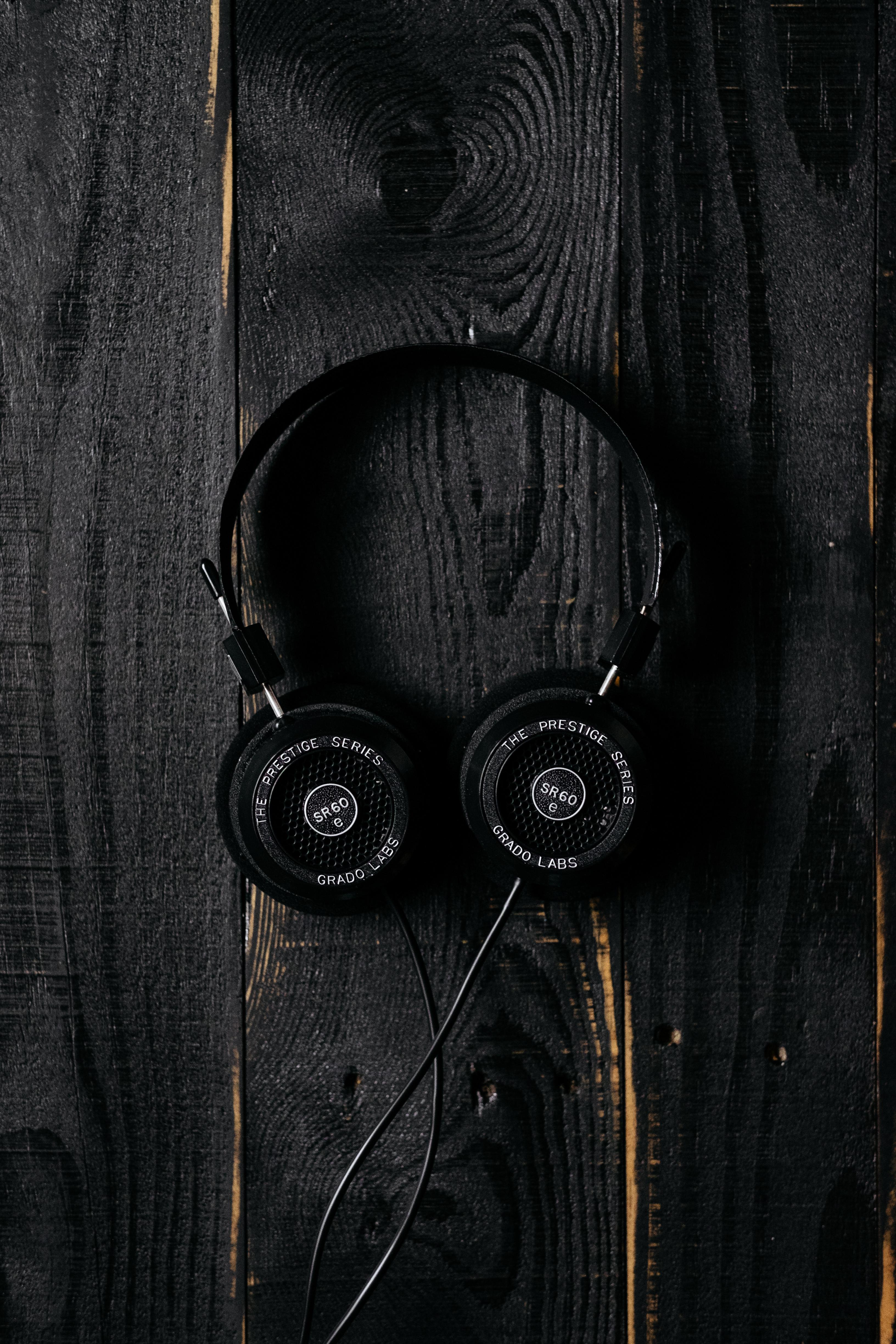 3264x4896 Mobile wallpaper: Headphones, Dark, Music, Surface, Wood, Wooden, 137056 download the picture for free