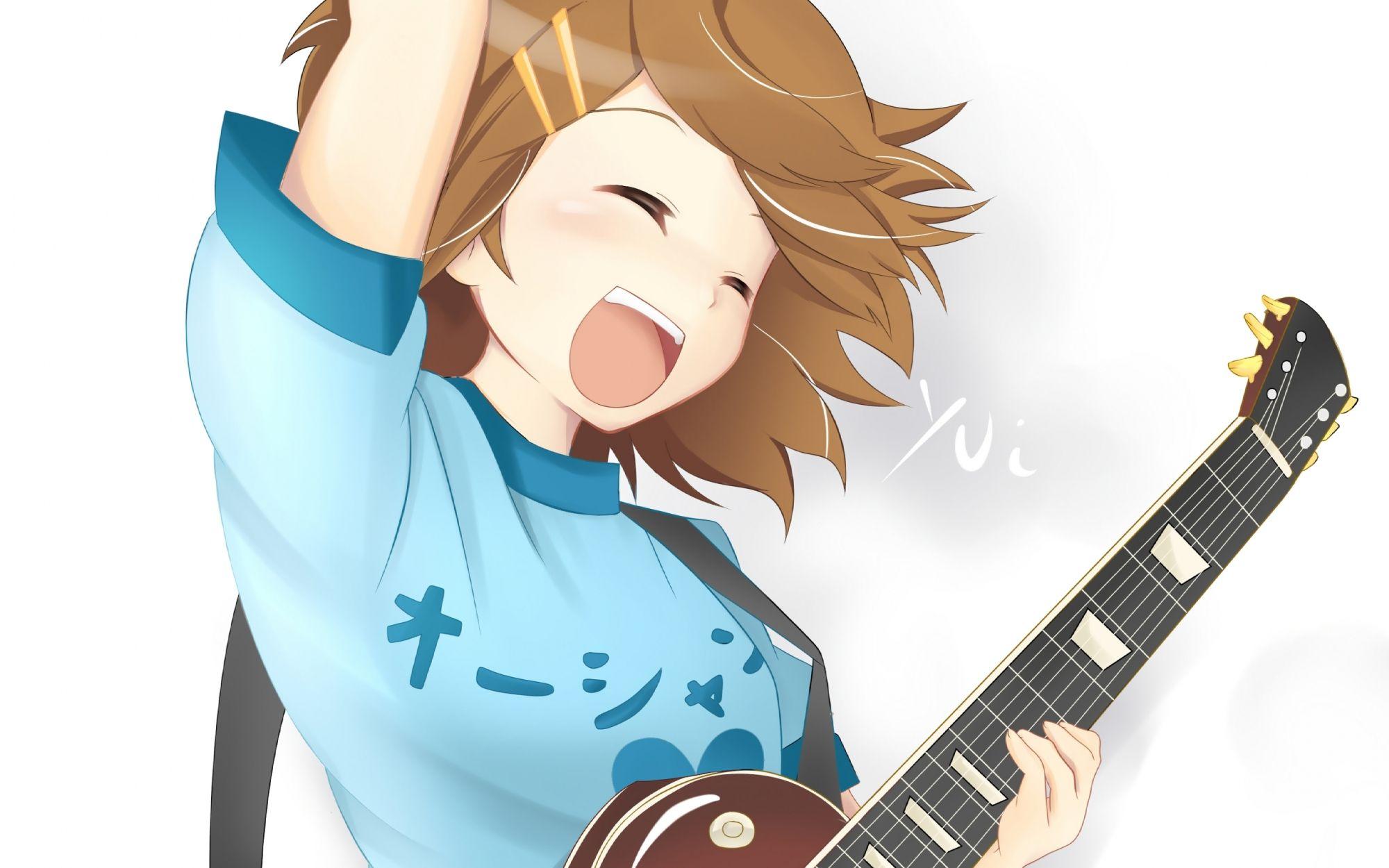 2000x1250 Hirasawa Yui, guitars, anime girls, guitarists wallpaper