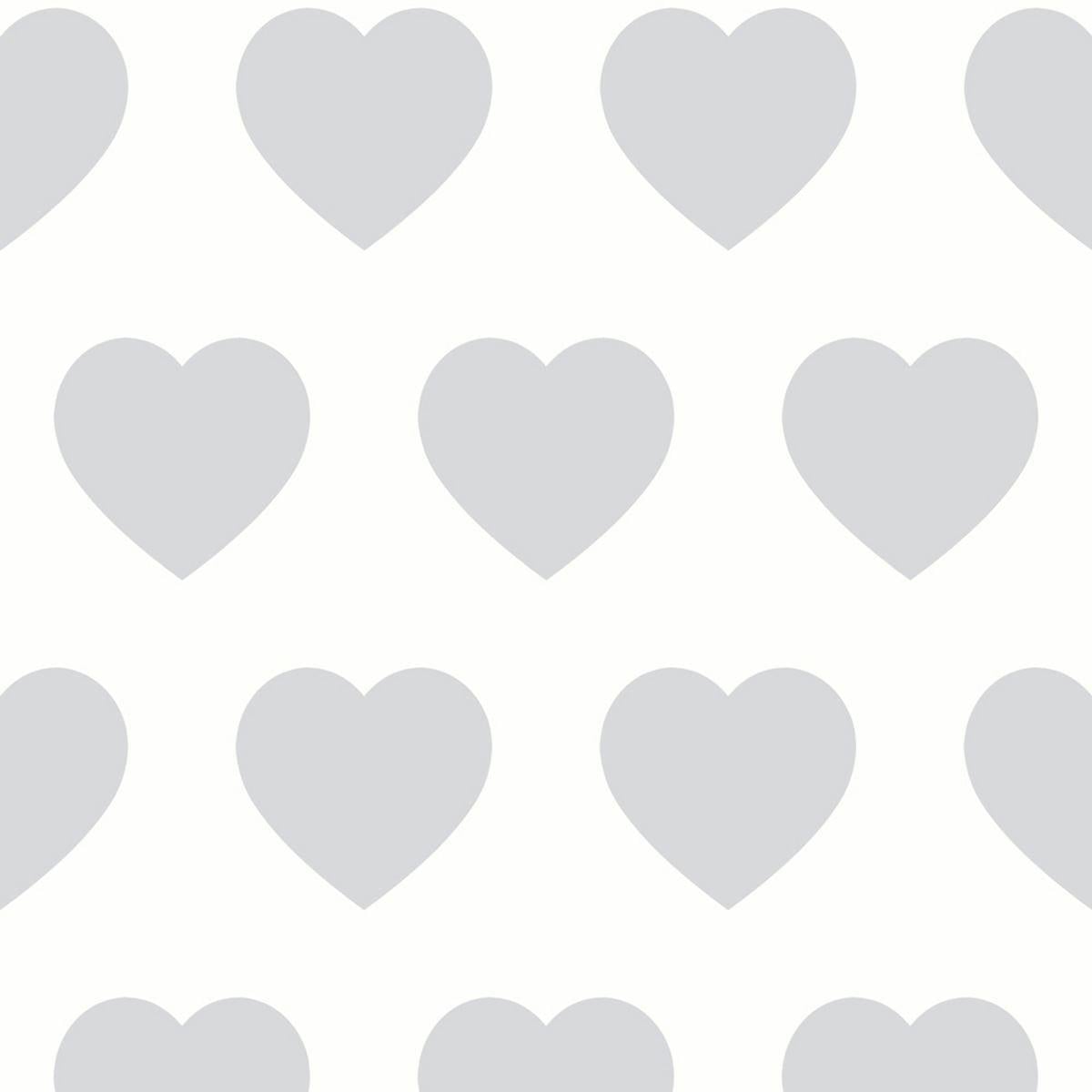 1200x1200 Arthouse, Sweetheart Silver White Heart Wallpaper, Modern Home Décor : Tools & Home Improvement