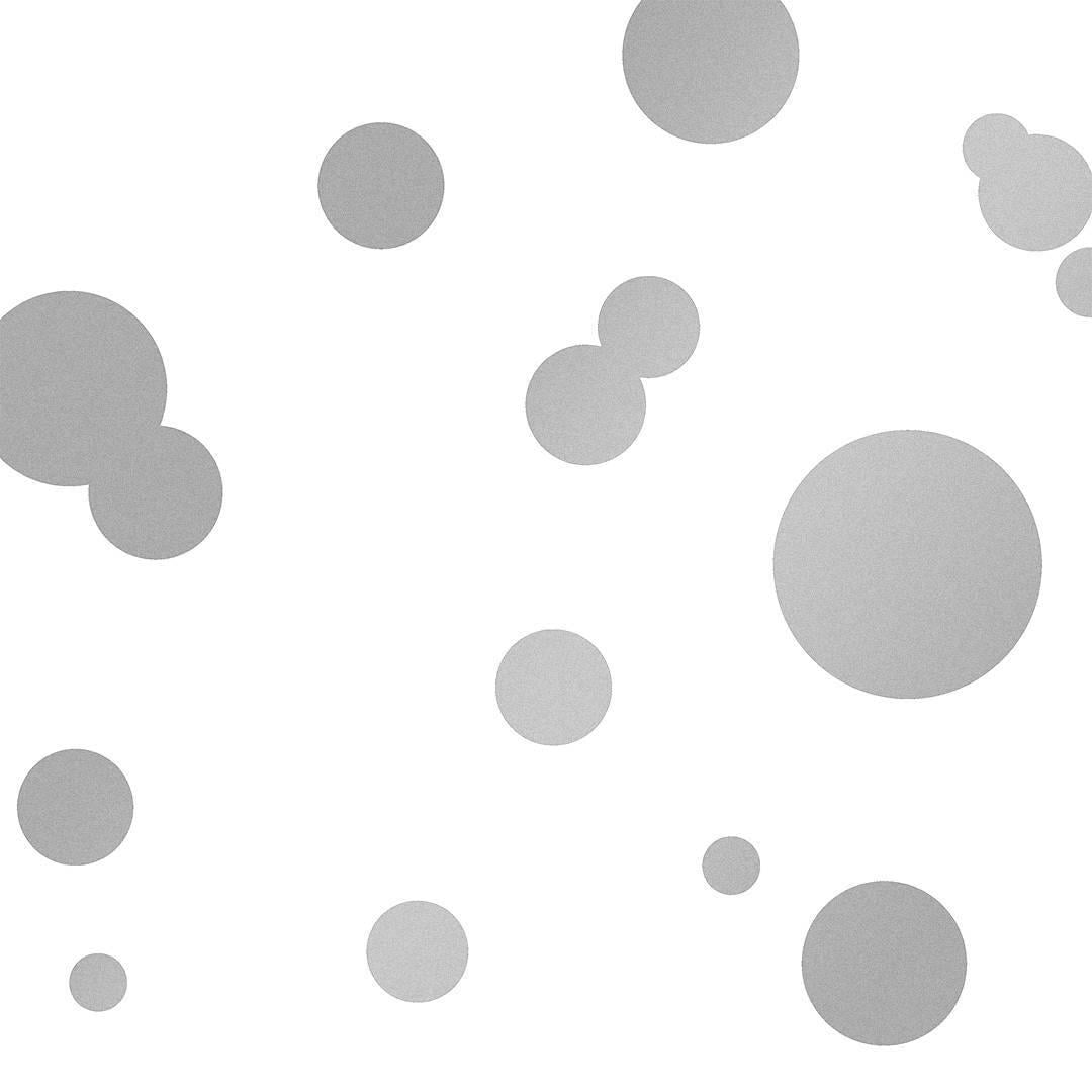 1080x1080 Crop Circles Designer Wallpaper in Glimmer 'Metallic Silver on White'