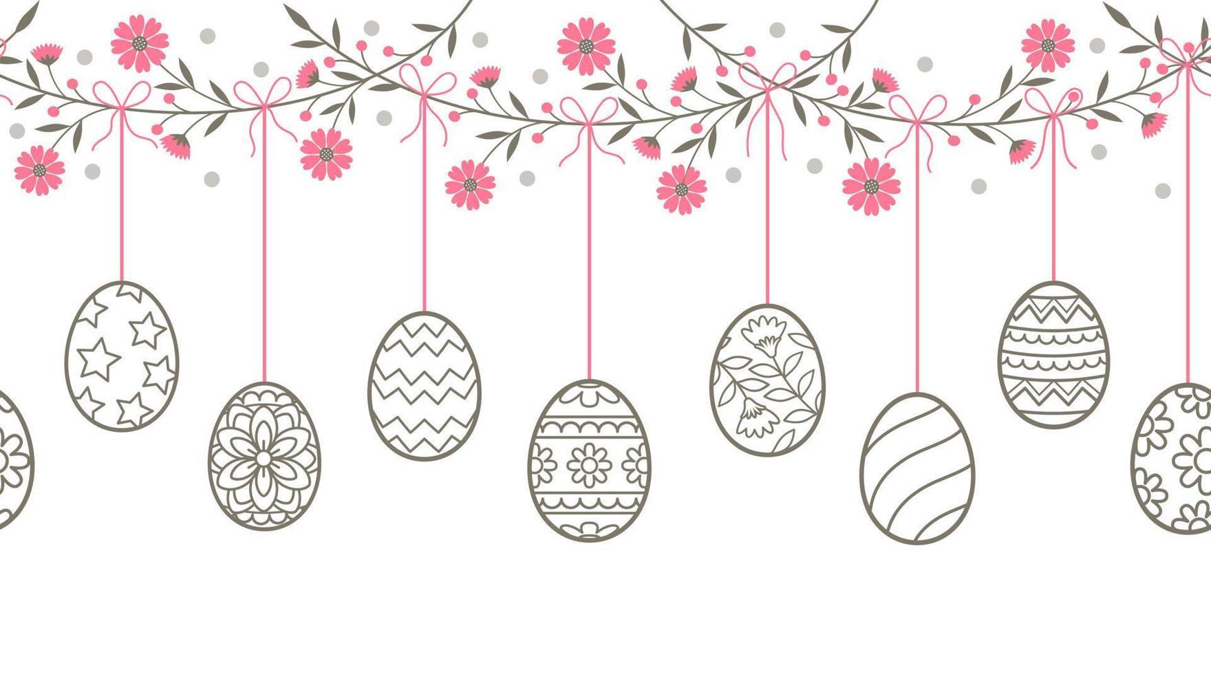 1760x980 Easter day vintage color background banners wallpaper wrapping doodle style vector illustration