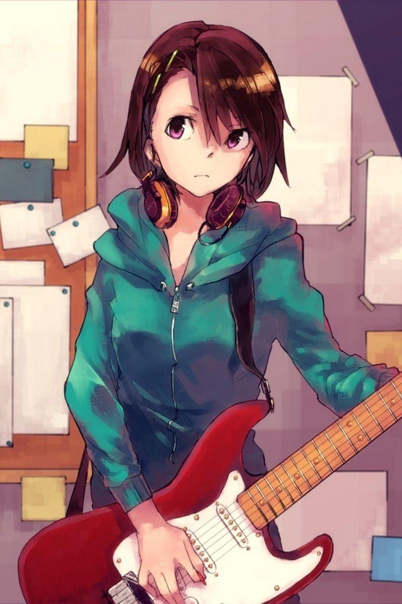 800x1200 Download Wallpaper 800x1200 Girl, Anime, Guitar, Shadow Iphone 4s 4
