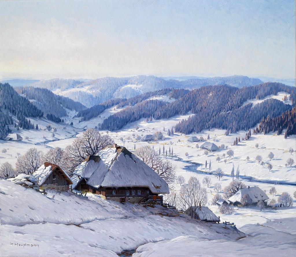 1024x889 Karl Hauptmann «Large Winter Landscape in the Black Forest