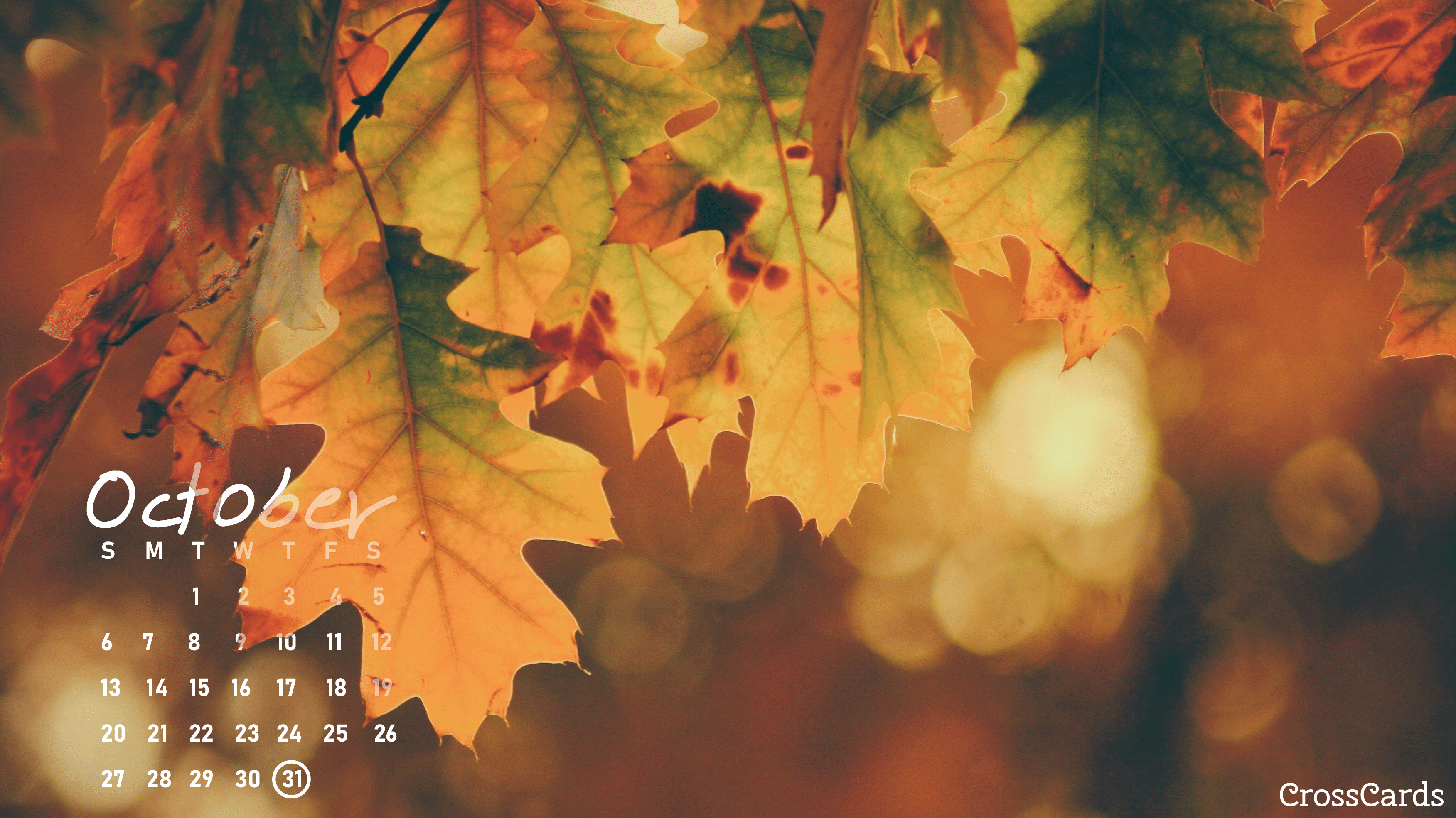 3504x1970 October 2019 Desktop Calendar- Free October Wallpaper