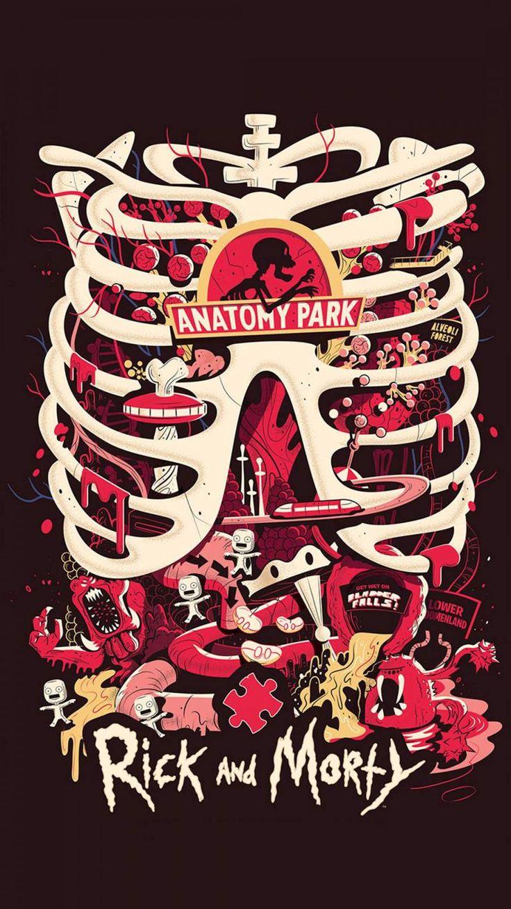 736x1308 Anatomy Park Rick and Morty iPhone Wallpaper. Wallpaper de desenhos animados, Papel de parede psicodelico, Desenhos para papel de parede
