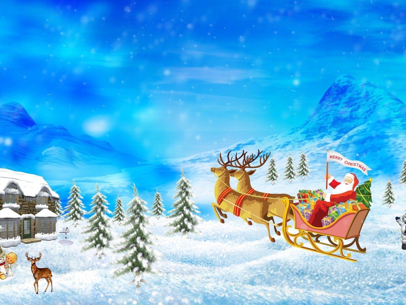1600x1200 Cute Cartoon Marry Christmas Wallpaper For PC Desktop Background