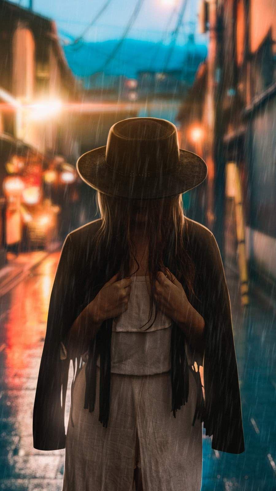 900x1600 Mysterious Girl in the Rain iPhone Wallpaper. Mysterious girl, Cartoon girl image, Girl picture
