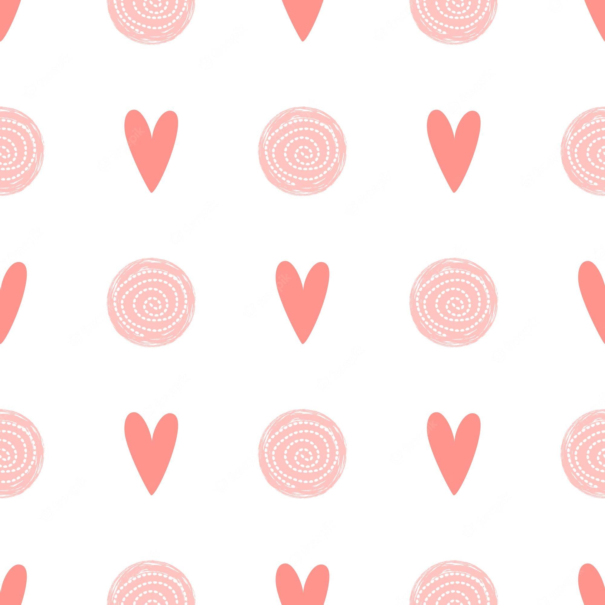 2000x2000 Premium Vector. Pink dot pattern heart love seamless background baby girl simple birthday template cute fabric design vector illustration abstract girly polka dot ornament for wallpaper wrap pink white colors