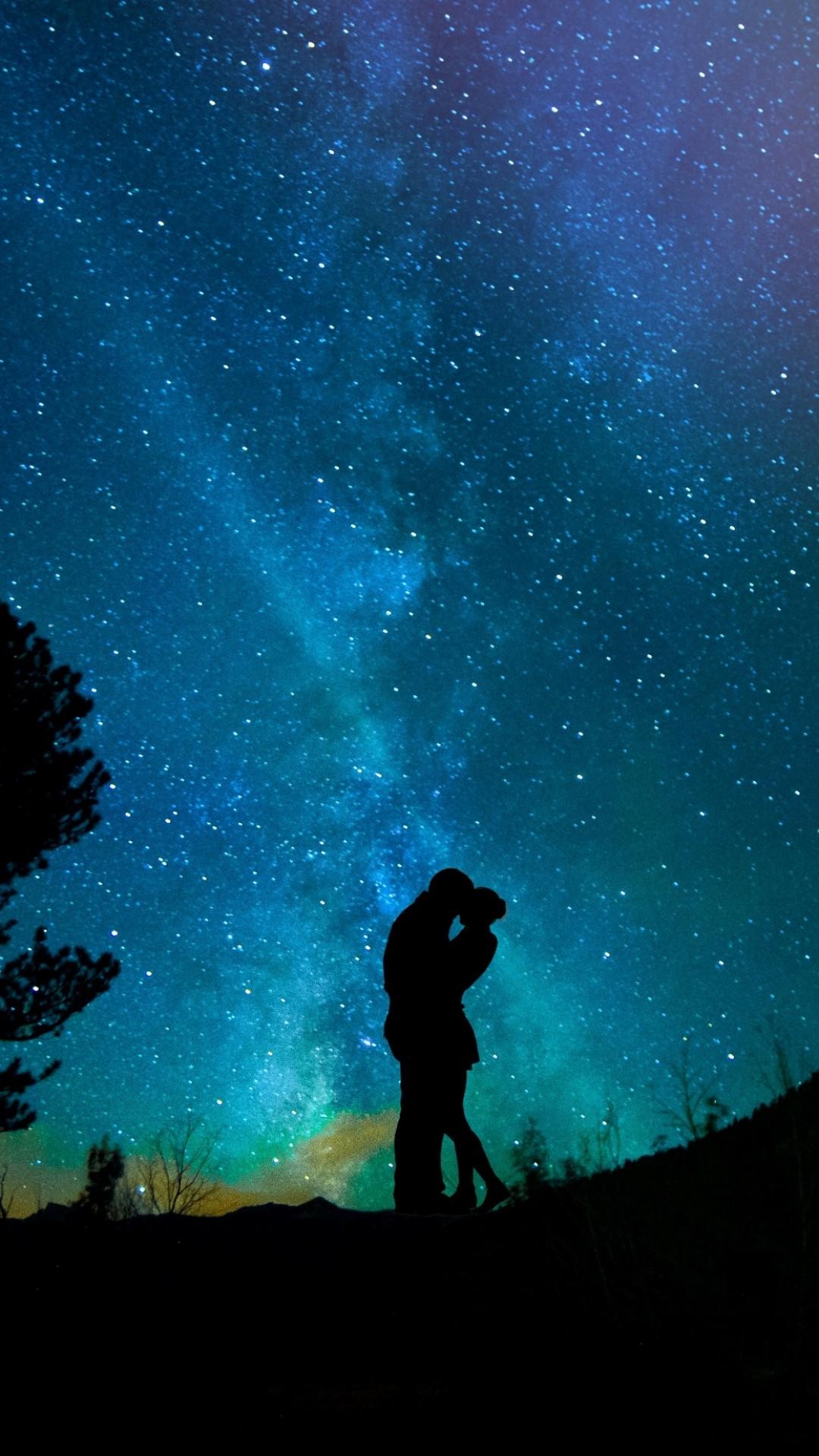 1080x1920 Stock Image love image, kiss, night, sky, stars, 4k, Stock Image
