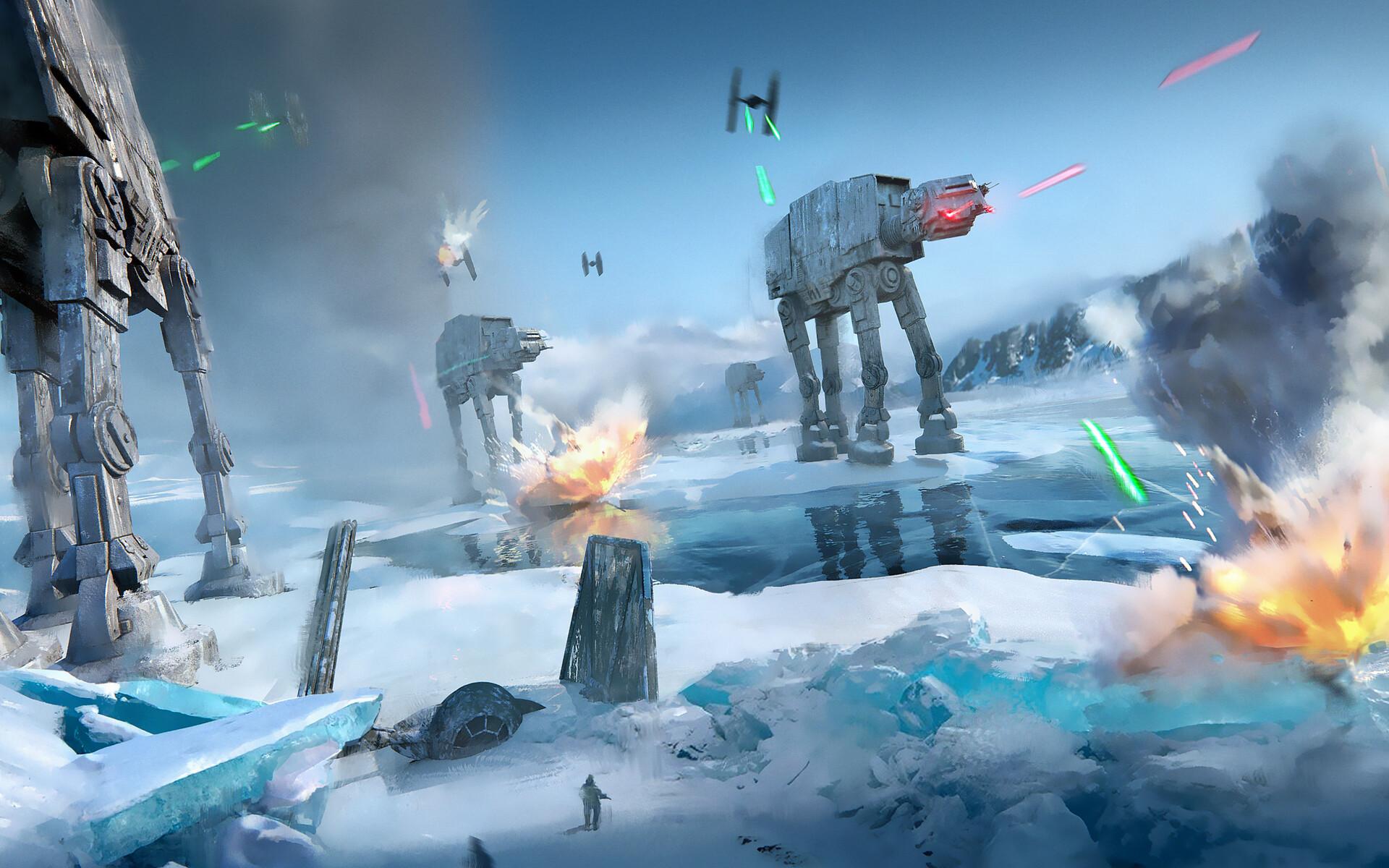 1920x1200 Download Battle Hoth (Star Wars) TIE Fighter AT AT Walker Sci Fi Star Wars HD Wallpaper By Anton Valiukonis