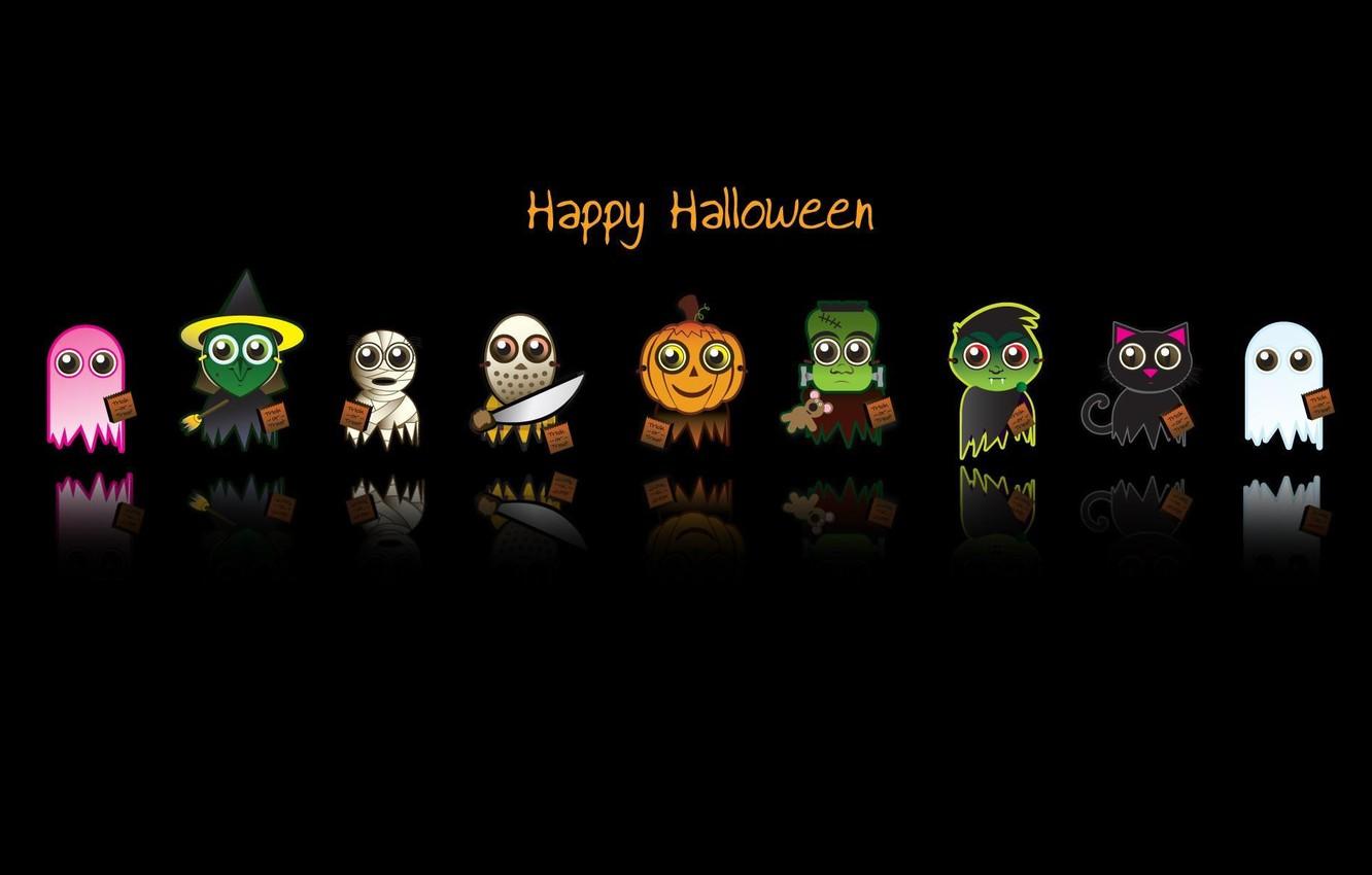 1332x850 Wallpaper text, background, holiday, black, the inscription, minimalism, Halloween, heroes, horror, cartoon image for desktop, section праздники