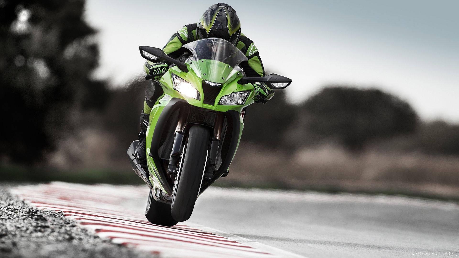 1920x1080 Download Racing Green Kawasaki Ninja Motor Bike Wallpaper