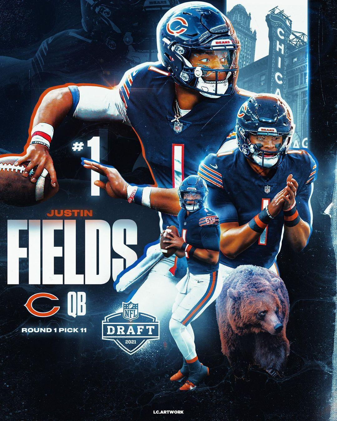1080x1350 lc.artwork on Instagram: “Justin Fields ➡️ Chicago”. Chicago bears football, Nfl football wallpaper, Nfl chicago bears