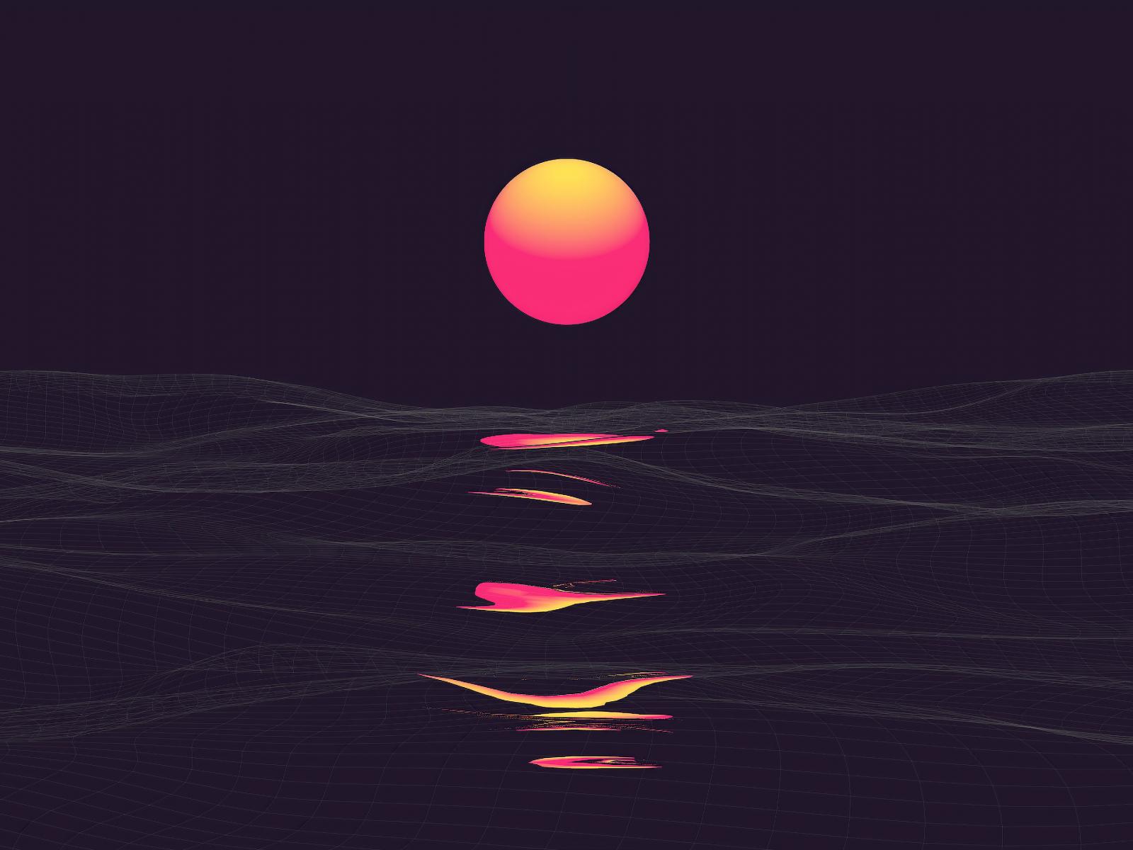 1600x1200 Download wallpaper 1600x1200 retrowave, sunrise, reflection, clear sky, dark, standard 4:3 fullscreen 1600x1200 HD background, 21916