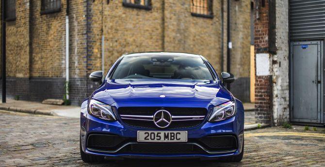 670x344 Wallpaper Front, Blue, Luxury Car, Mercedes Benz C Class Desktop Wallpaper, HD Image, Picture, Background, 9a3638