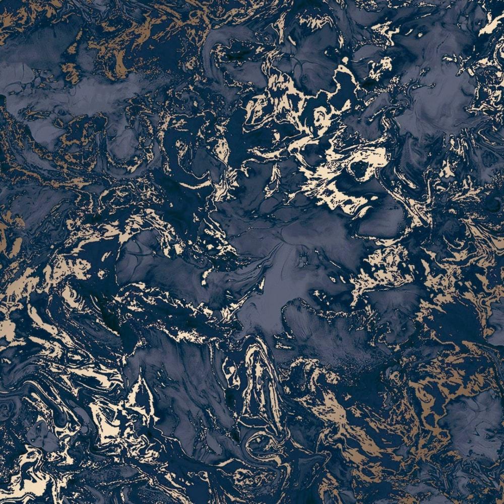 1000x1000 Liquid Marble wallpaper in blue & gold. I Love Wallpaper