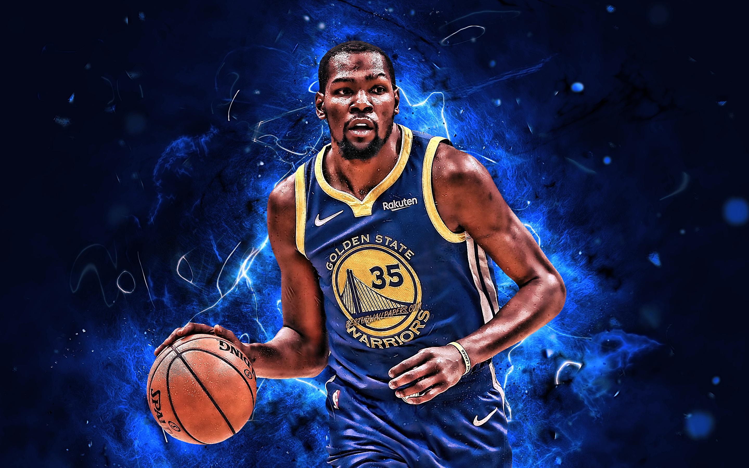 2880x1800 Download wallpaper Kevin Durant, basketball stars, NBA, Golden State Warriors, Kevin Wayne Durant, basketball, neon lights, creative for desktop with resolution 2880x1800. High Quality HD picture wallpaper