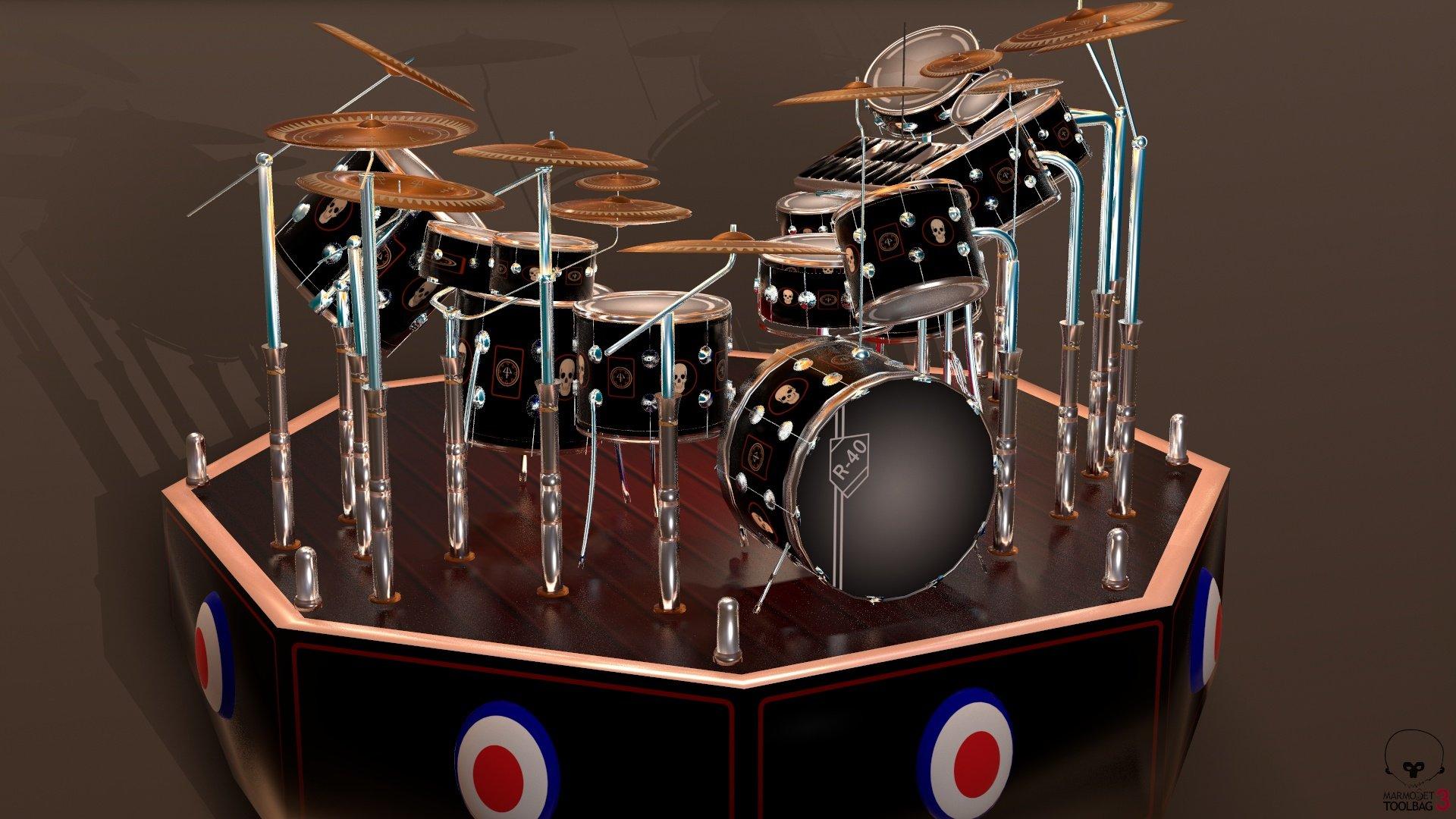1920x1080 Neil Peart R 40 Kit Replica RUSH BAND 3D Render